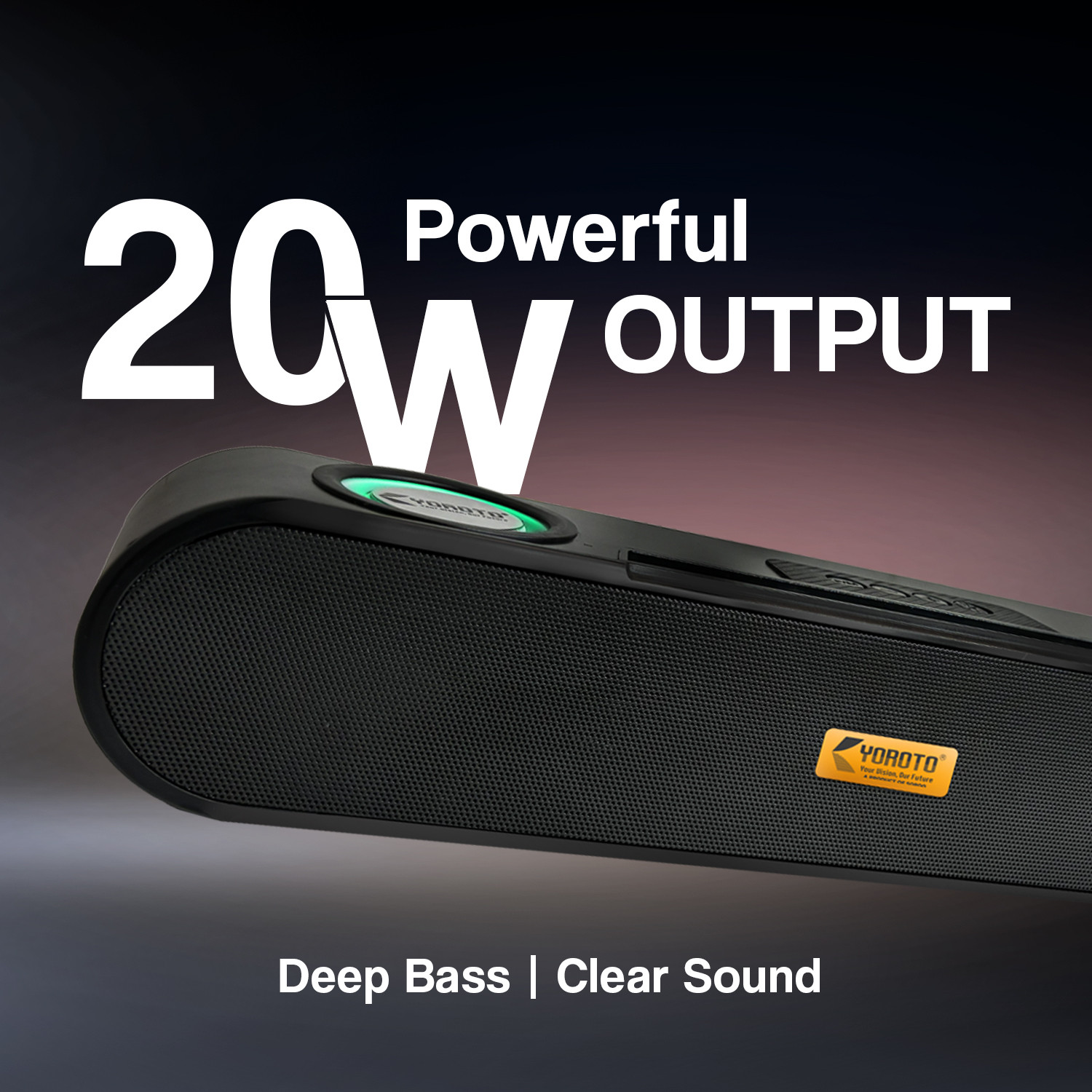 Image of YOROTO Wireless Premium Soundbar with Thunder Sound Speakers & Powerful bass 20 W Bluetooth Speaker (Jet Black, 2.0 Channel)