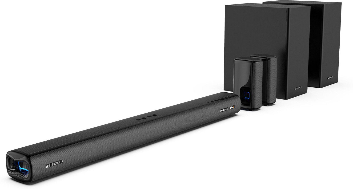 Image of ZEBRONICS Juke Bar 9900 (SBSPK C3) DTS X, Dolby Atmos, 2x Wireless Subwoofer & Satellites 725 W Bluetooth Soundbar