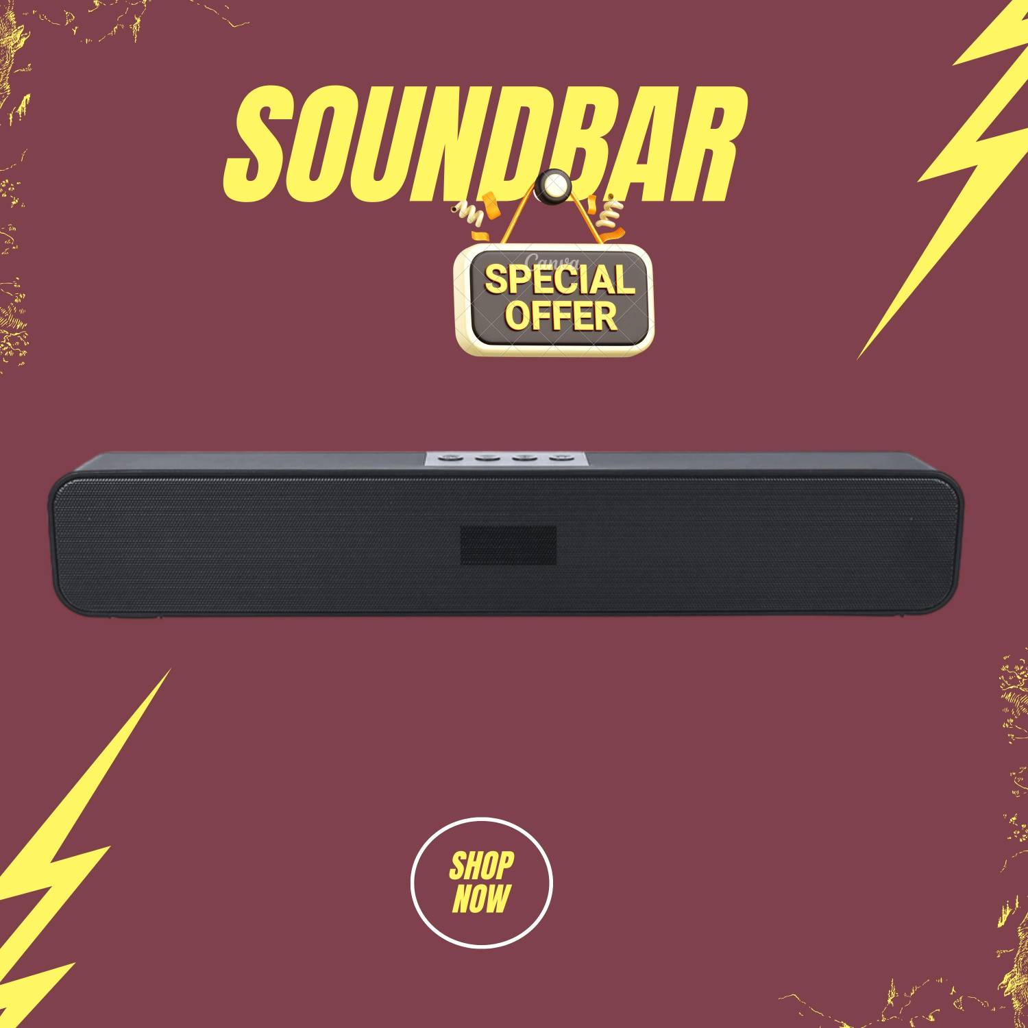 GUGGU 20W Bluetooth Soundbar with 4 Hours Wireless PlayTime Bluetooth Speakerso025 20 W Bluetooth Soundbar