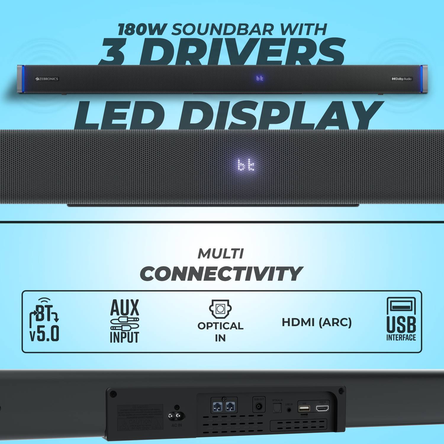 ZEBRONICS ZEB-Juke bar 9530WS Pro Dolby 5.1 550W Bluetooth Soundbar - Image 5