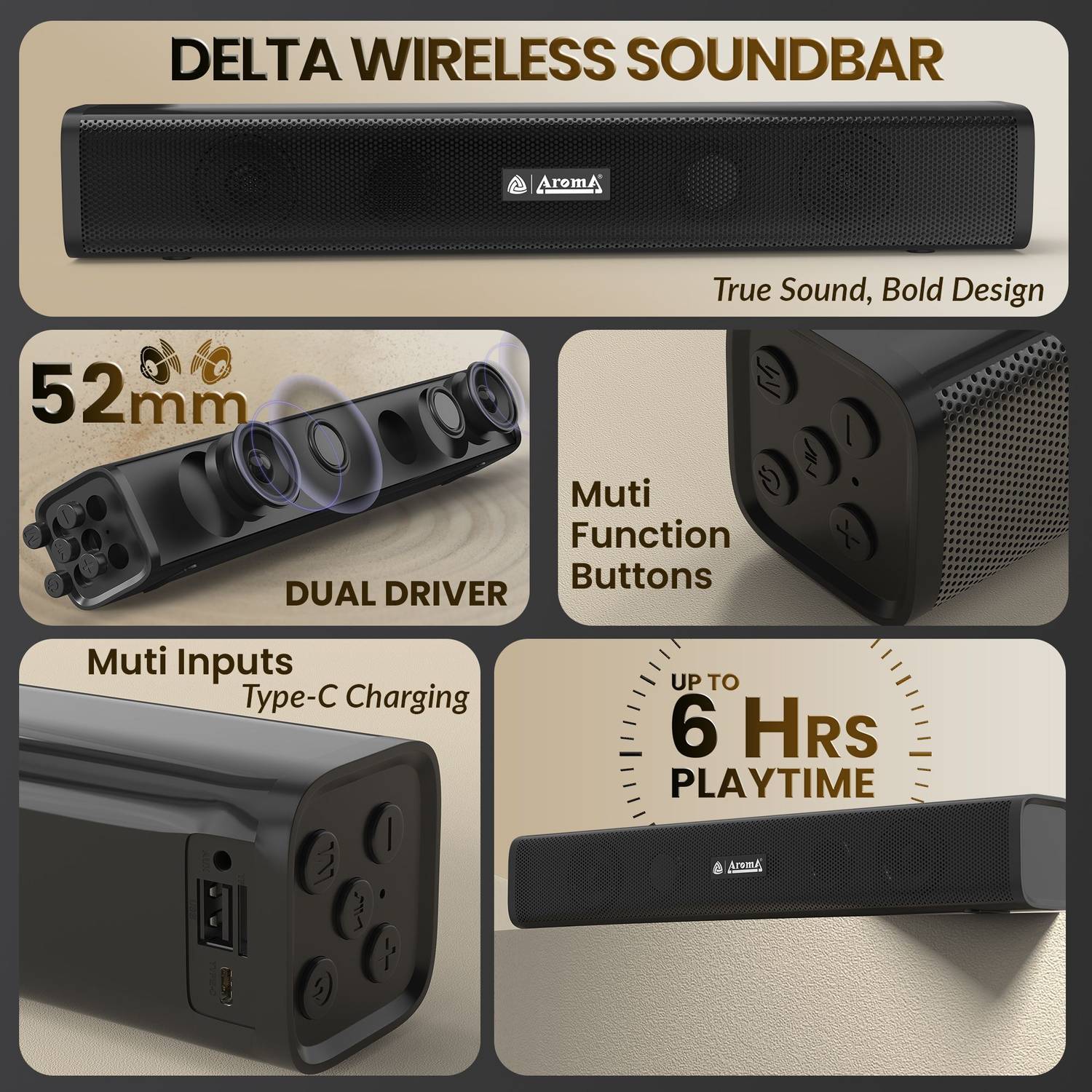 Aroma Delta 16W Bluetooth Soundbar - Image 3