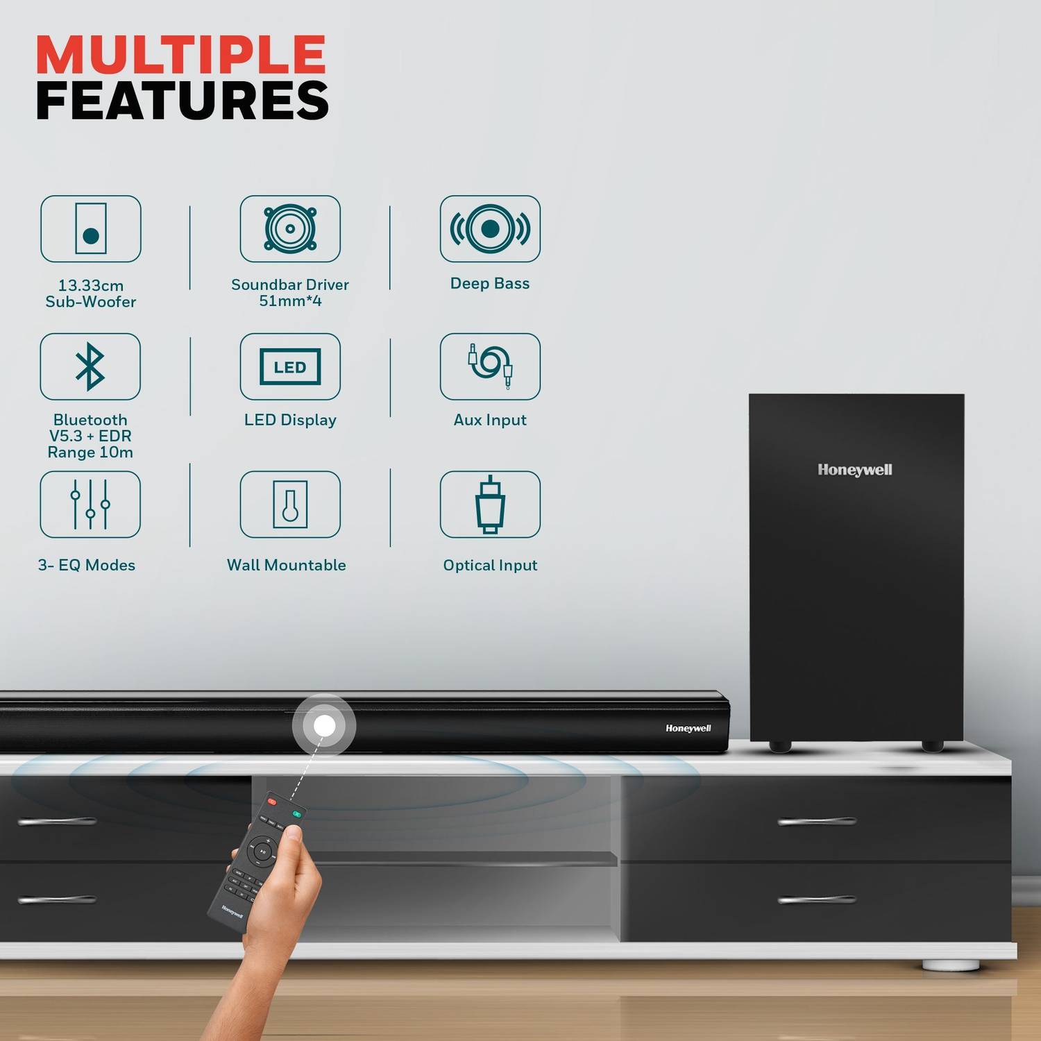Honeywell Trueno U3000 200W Bluetooth Soundbar - Image 4
