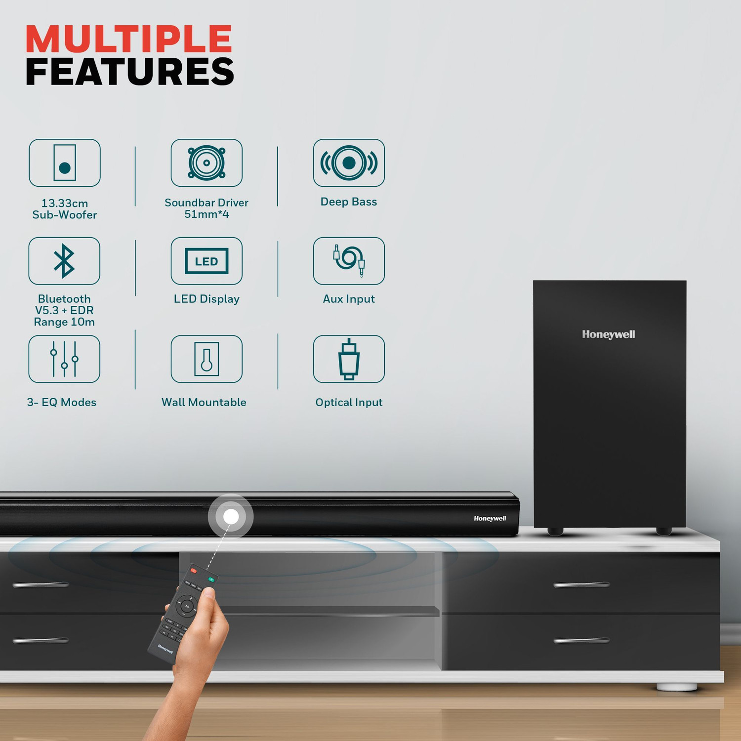 Image of Honeywell Trueno U3000 Soundbar 200 W Bluetooth Soundbar