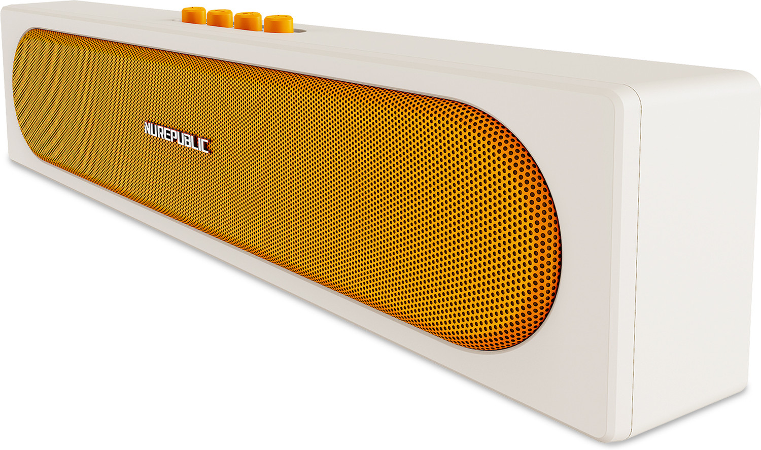 Image of Nu Republic Replay Bar with 16W Output, Dual 52mm Dynamic Drivers, Built-in Mic 16 W Bluetooth Soundbar (Beige, Yellow, 2.0 Channel)