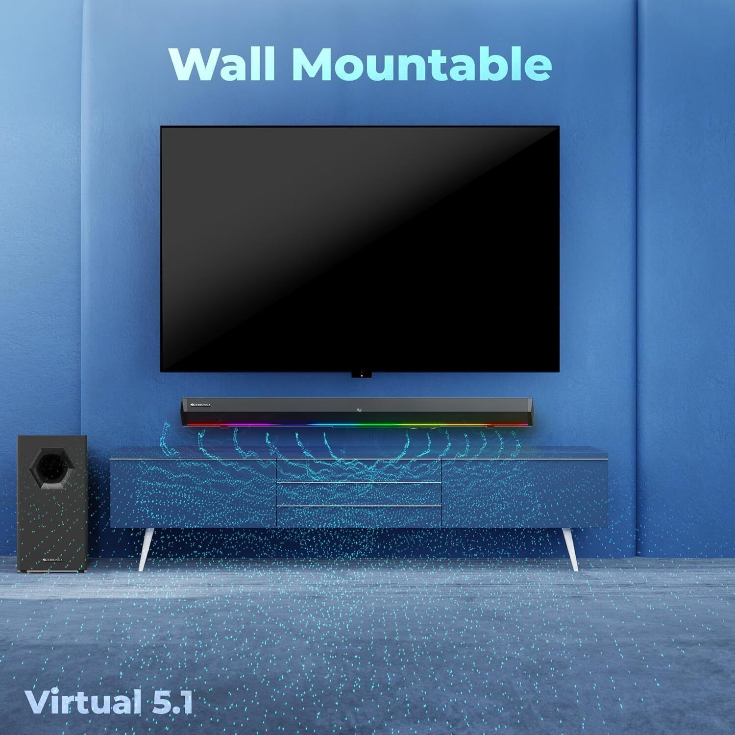 Image of ZEBRONICS Juke Bar 6100 DWS PRO with Multi Connectivity HDMI (ARC),USB,LED Display 340 W Bluetooth Soundbar