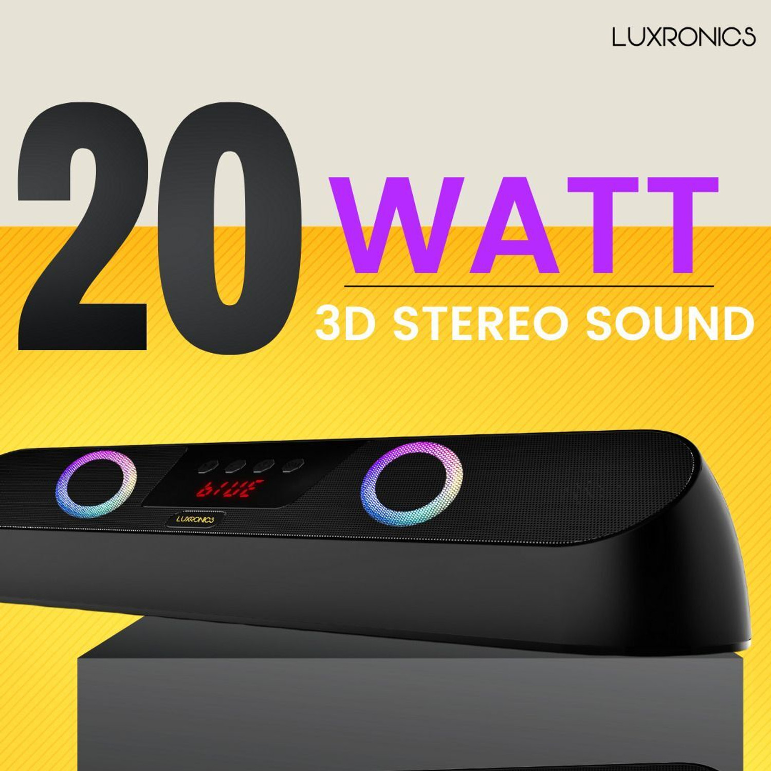 Image of LUXRONICS Vibe-X 20W Wireless Portable Speaker with FM Radio|Aux|BT 5.3V|Gaming RGB Light 20 W Bluetooth Soundbar