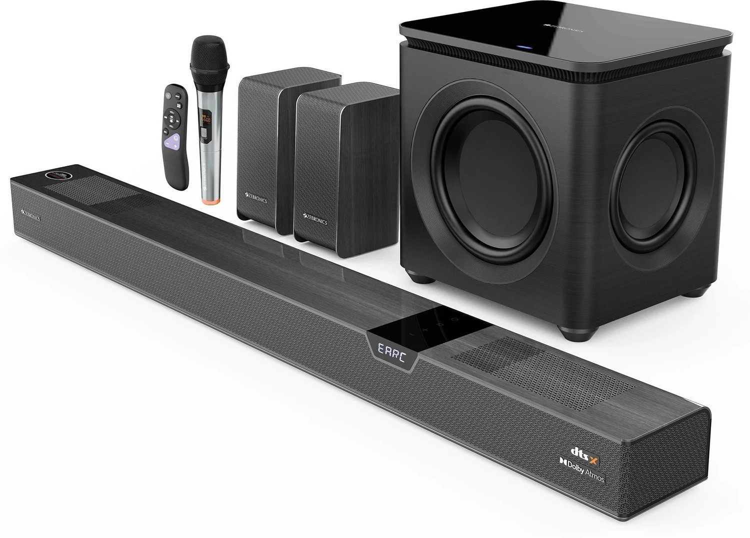 Image of ZEBRONICS Juke Bar 10000 (SBSPK C16) Dolby Atmos, DTS X, Wireless Subwoofer & Satellite 1100 W Bluetooth Soundbar