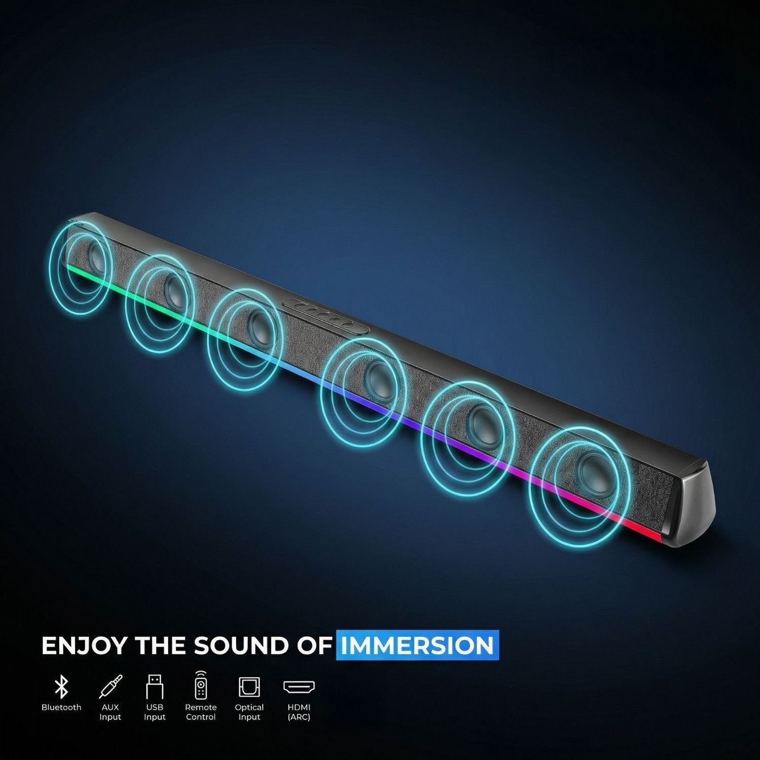 Image of Hydra 2.1 Channel Soundbar with Wired Subwoofer & 3D Surround Sound 180 W Bluetooth Soundbar