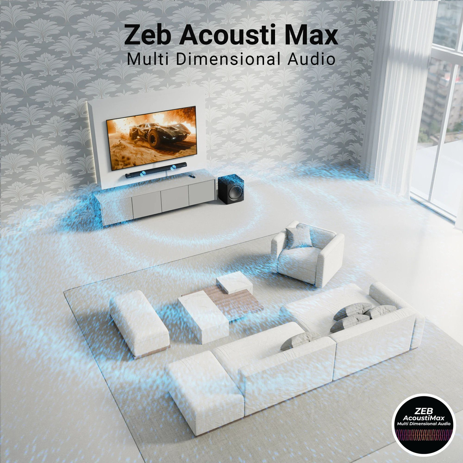 Image of ZEBRONICS BAR 9920,Wireless Subwoofer,TV eARC, Optical 900 W Bluetooth Soundbar