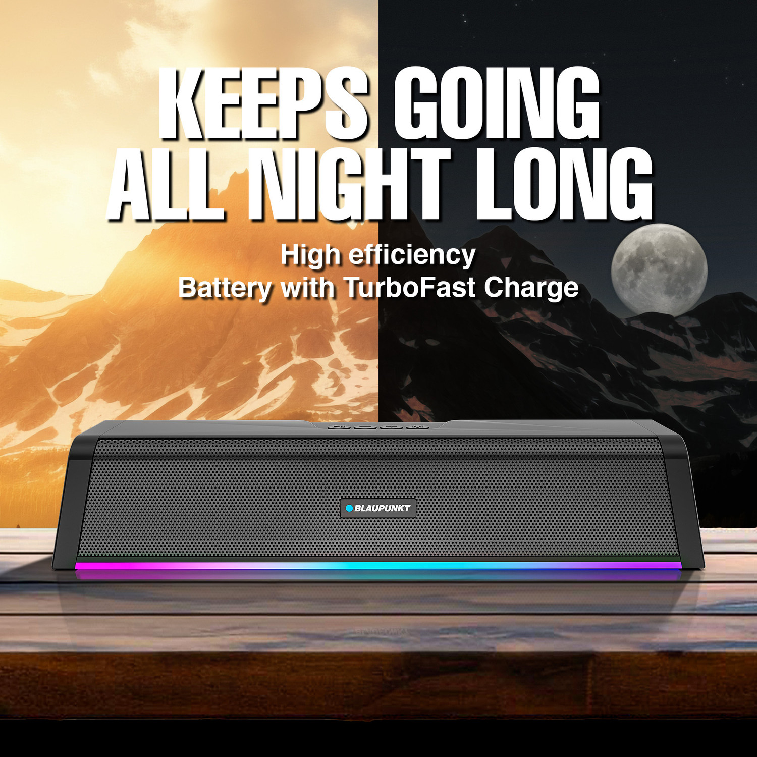Image of Blaupunkt SBA22 Pro| Dual Radiators I QUARTZ Cut Shape I Ring Lights | BT, USB, AUX, TWS 20 W Bluetooth Soundbar