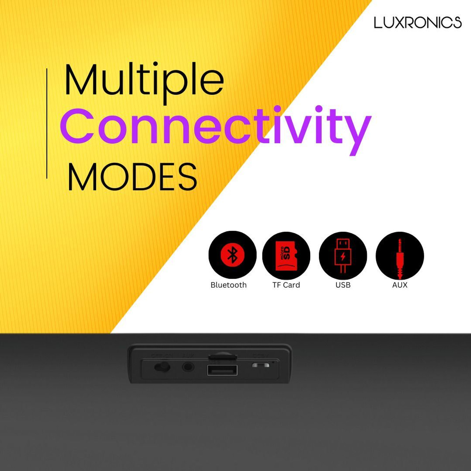 Image of LUXRONICS Vibe-X 20W Wireless Portable Speaker with FM Radio|Aux|BT 5.3V|Gaming RGB Light 20 W Bluetooth Soundbar