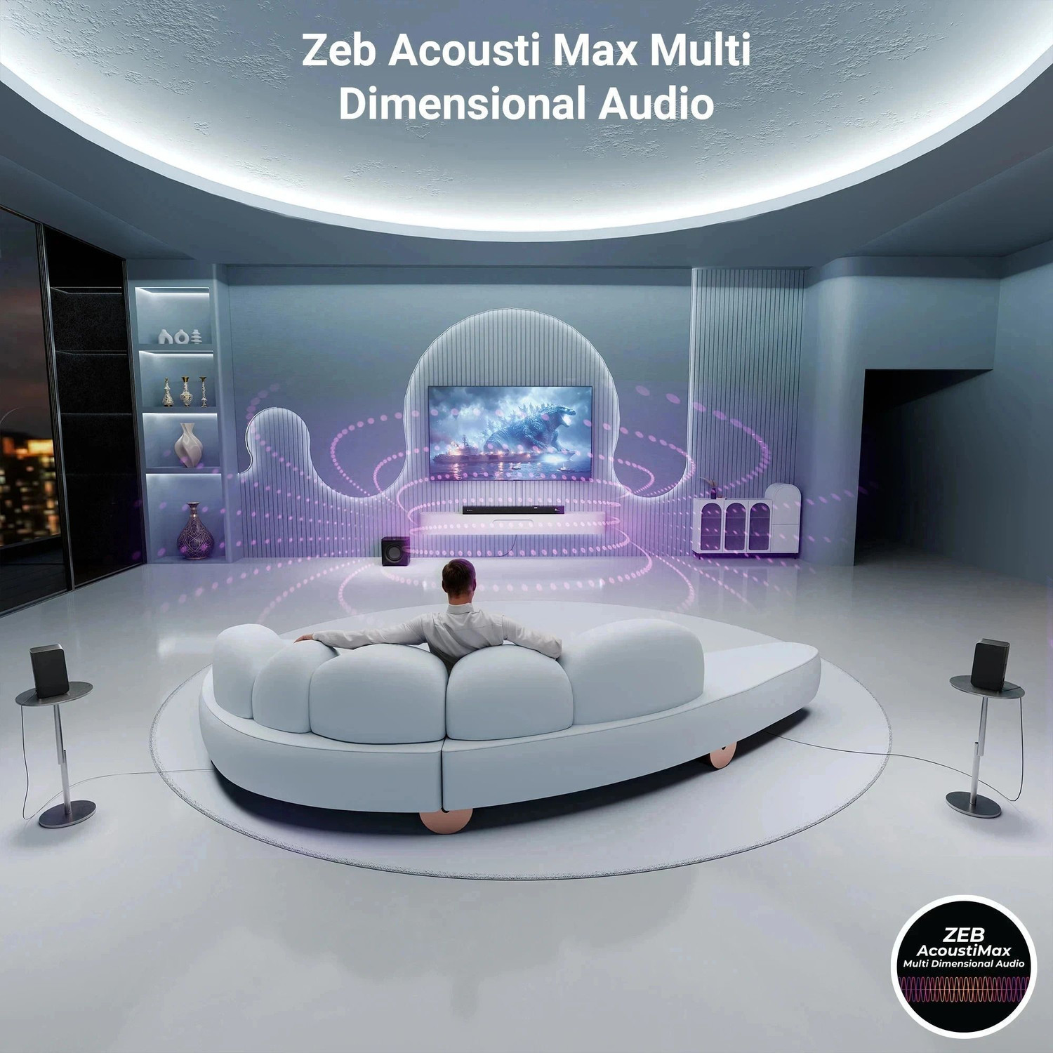 Image of ZEBRONICS Juke Bar 10000 (SBSPK C16) Dolby Atmos, DTS X, Wireless Subwoofer & Satellite 1100 W Bluetooth Soundbar