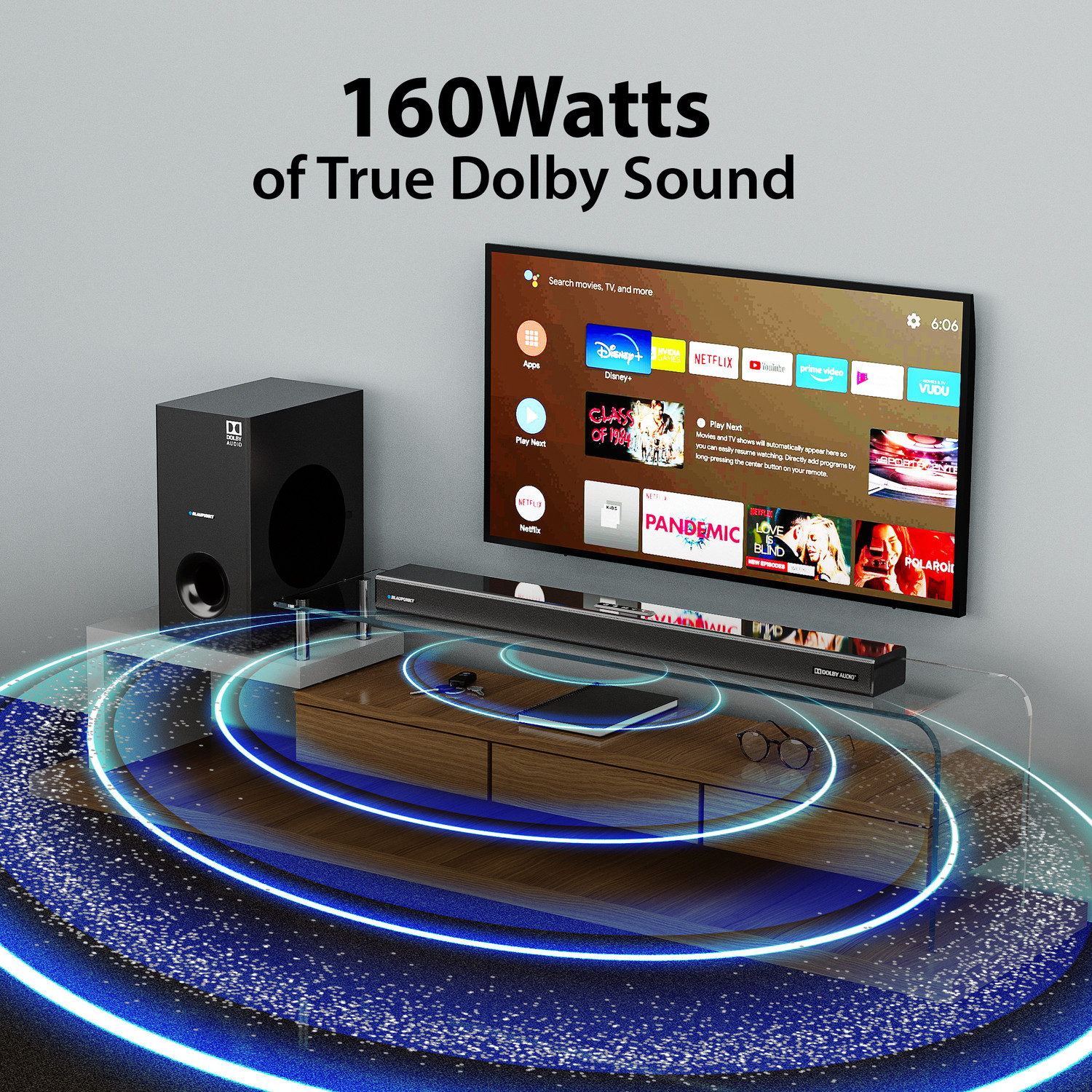 Image of Blaupunkt SBW FRANKFURT 50 Dolby Audio 2.1 CH 160W Soundbar I HDMI-ARC I Remote Control 160 W Bluetooth Soundbar