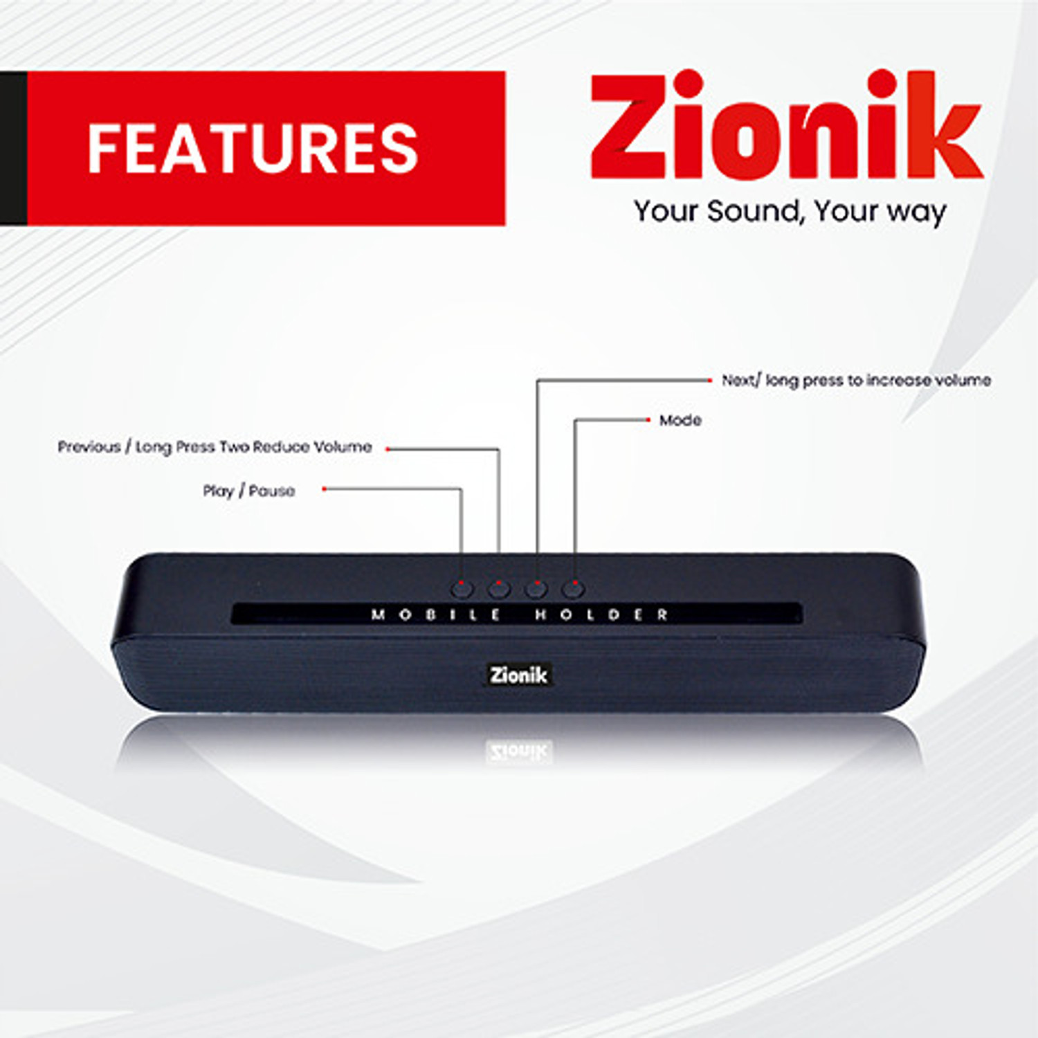 Image of Zionik ZoomBlaze 25 W Bluetooth Soundbar