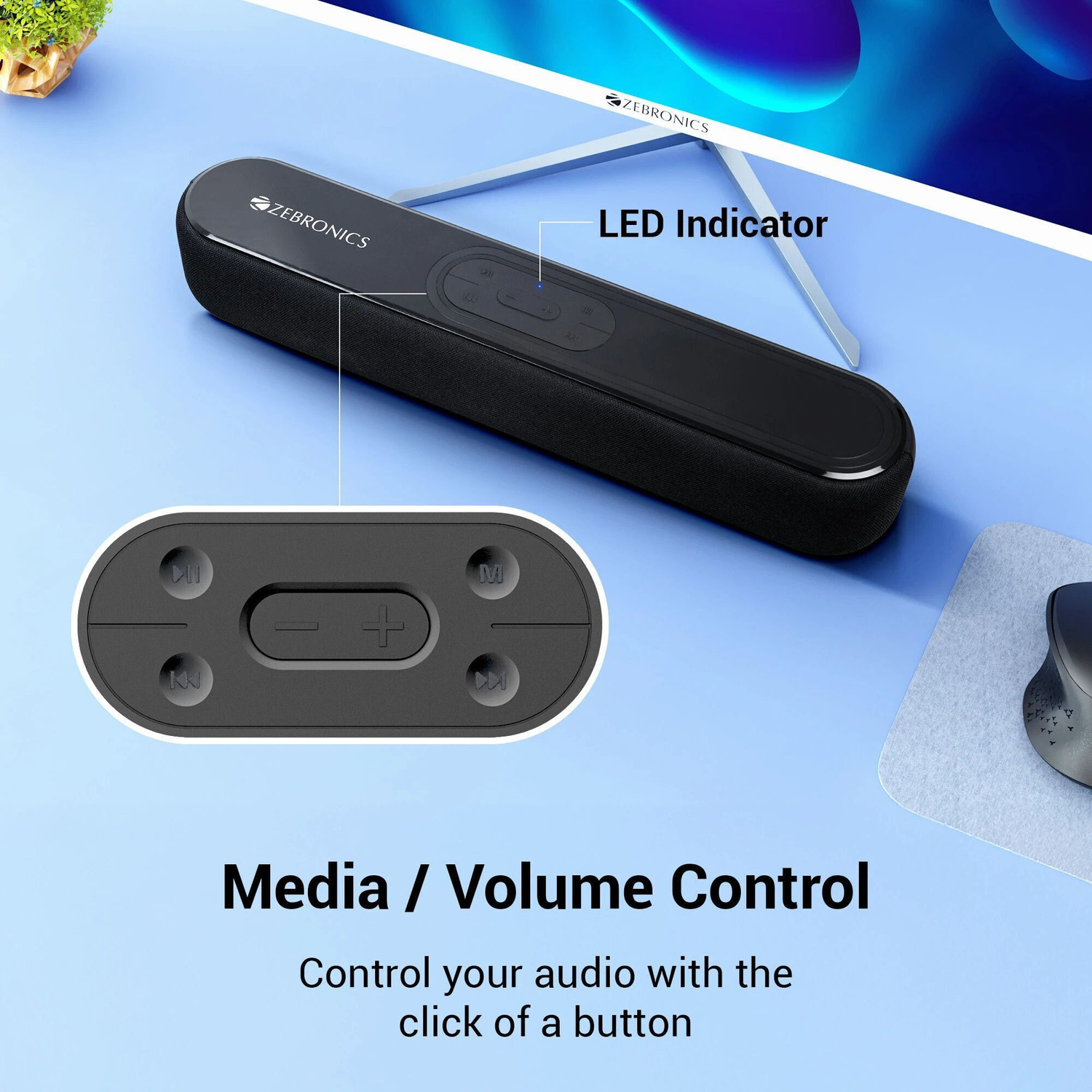 Image of ZEBRONICS Vita Bar 201 (PSPK 41) Powerful Dual Drivers, Dual Passive Radiators, BTv5.3 30 W Bluetooth Soundbar