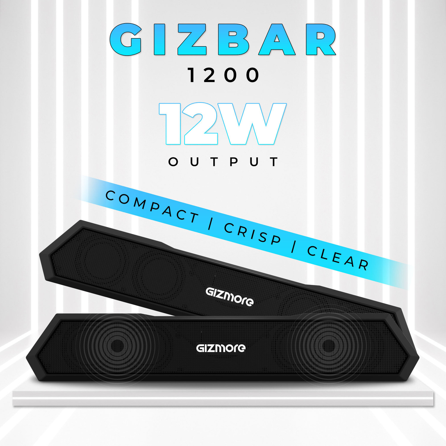 Image of Gizmore Gizbar 1200 TWS Function & Matte Finish with Aqad Mode for Upto 6 Hours Playtime 12 W Bluetooth Speaker