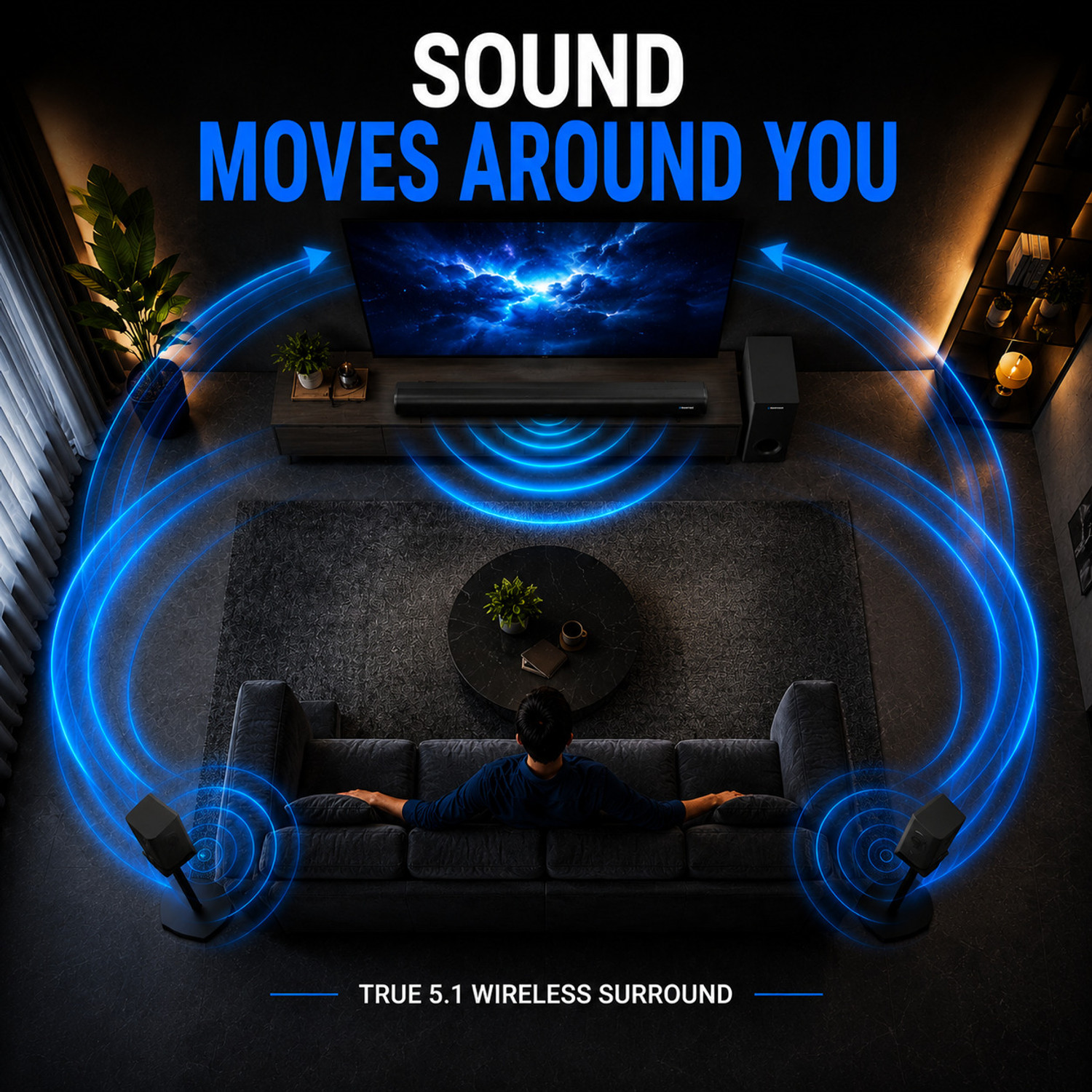 Image of Blaupunkt SBW NEWYORK 550 I True 5.1 CH Real Sound I Bluetooth Room Home Theater Nights 350 W Bluetooth Soundbar