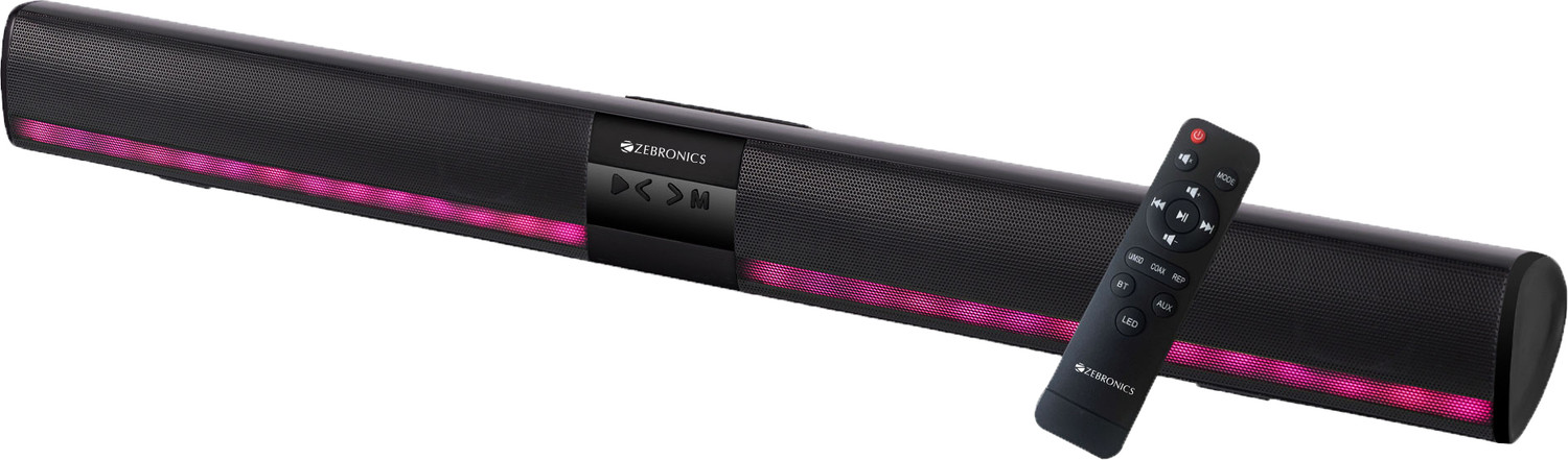 Image of ZEBRONICS Ace Plus( SBSPK3) Portable with 10h of Playback, USB & mSD,AUX,RGB, TWS 30 W Bluetooth Soundbar