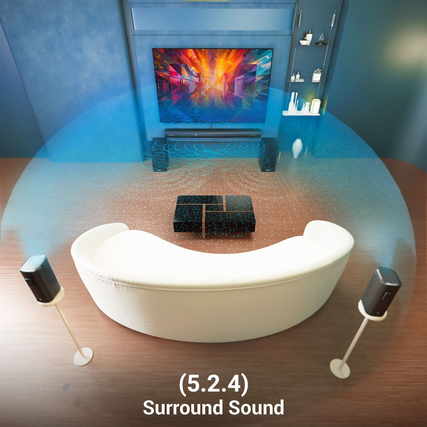 Image of ZEBRONICS Juke BAR 9850 Dolby Atmos Dual Wireless (Subwoofer + Satellites)UHF Microphone 725 W Bluetooth Soundbar