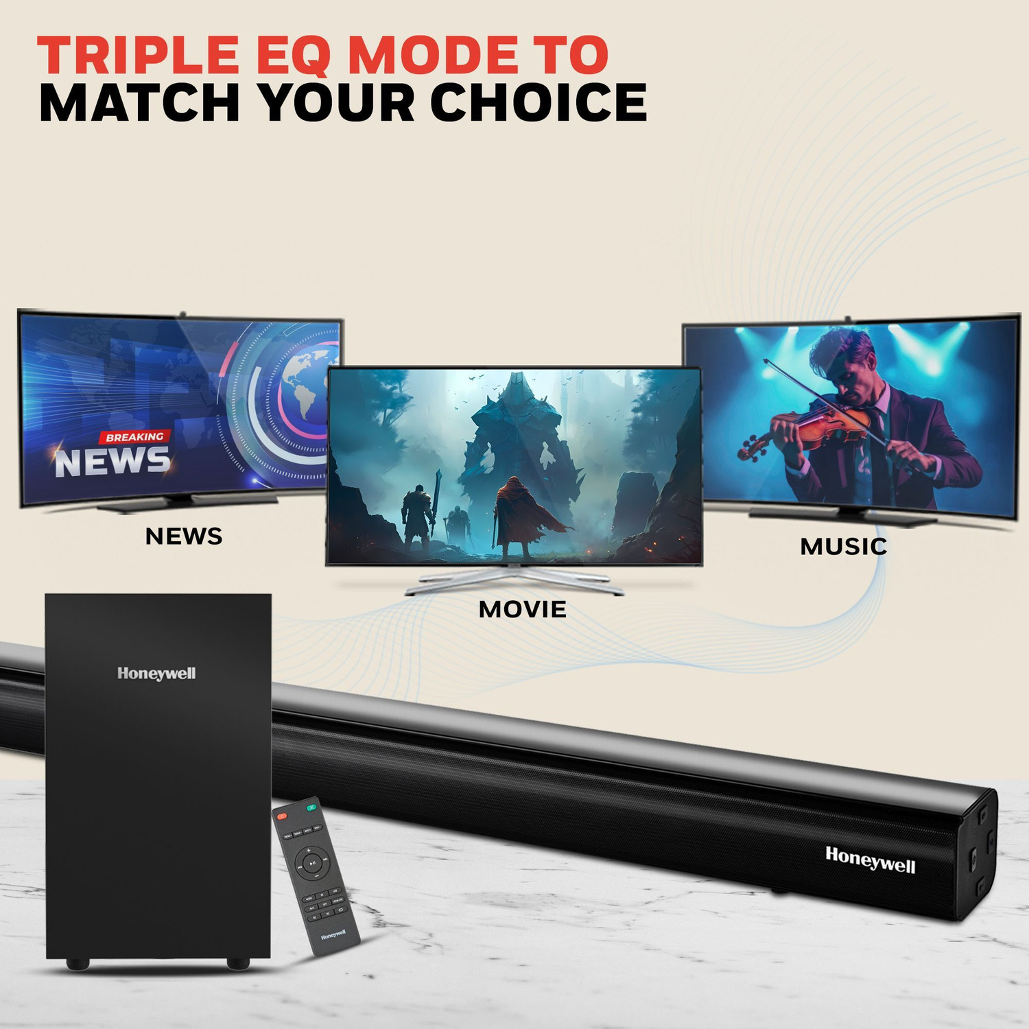 Image of Honeywell Trueno U3000 Soundbar 200 W Bluetooth Soundbar