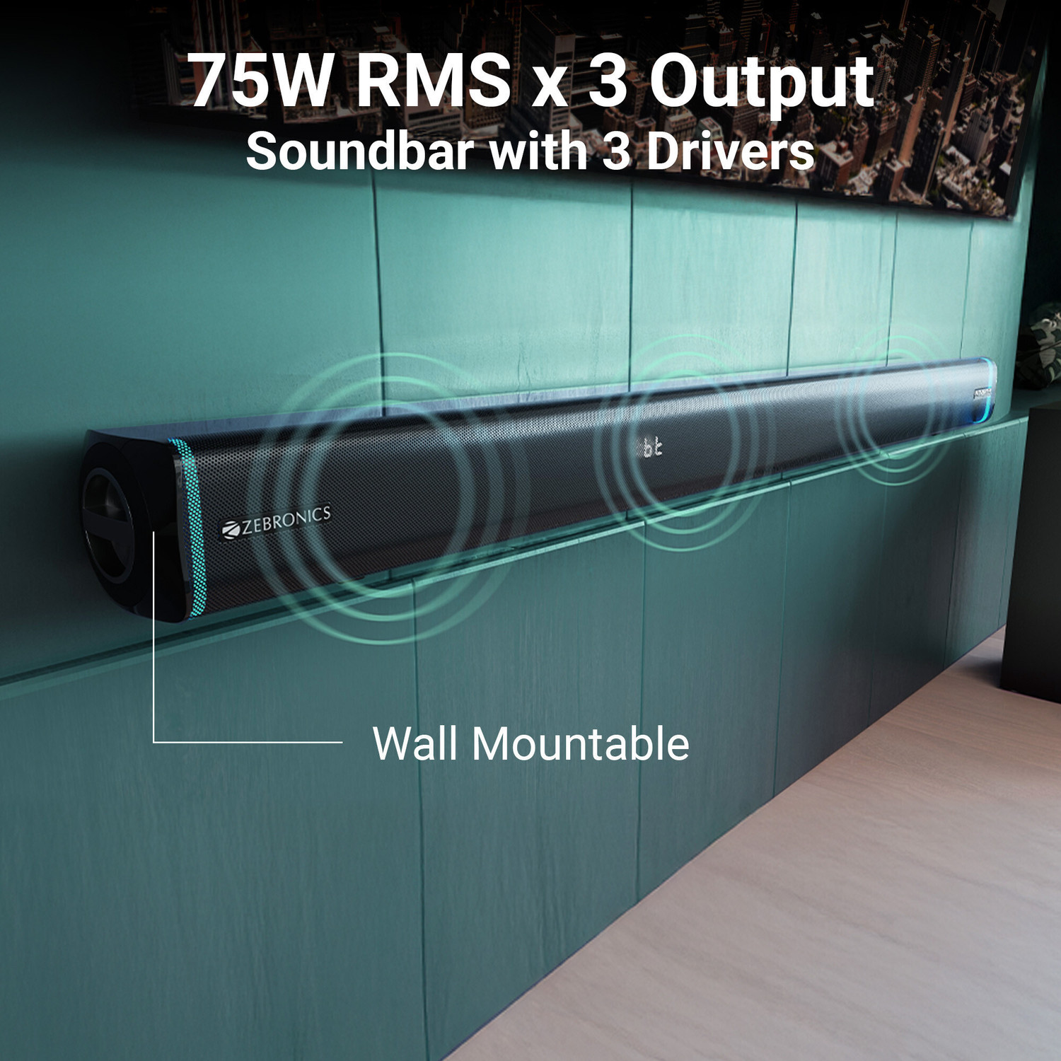 Image of ZEBRONICS Zeb-Juke Bar 9552 (Zeb-SBSPK C7) 625 W Bluetooth Soundbar