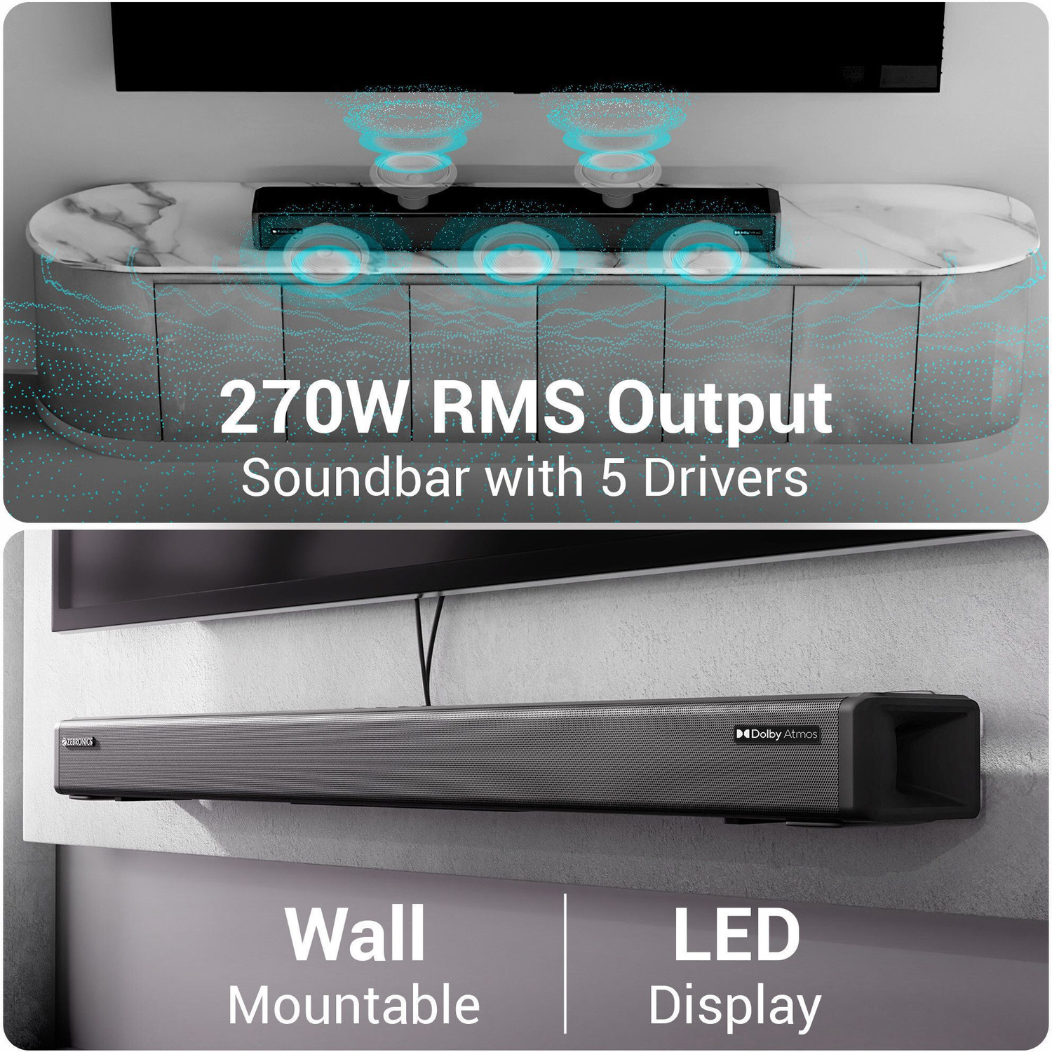Image of ZEBRONICS Juke Bar 9775 (Zeb-SBSPK C9),650W, 5.2.2 Surround, BTv5.3, Dolby Atmos 650 W Bluetooth Soundbar