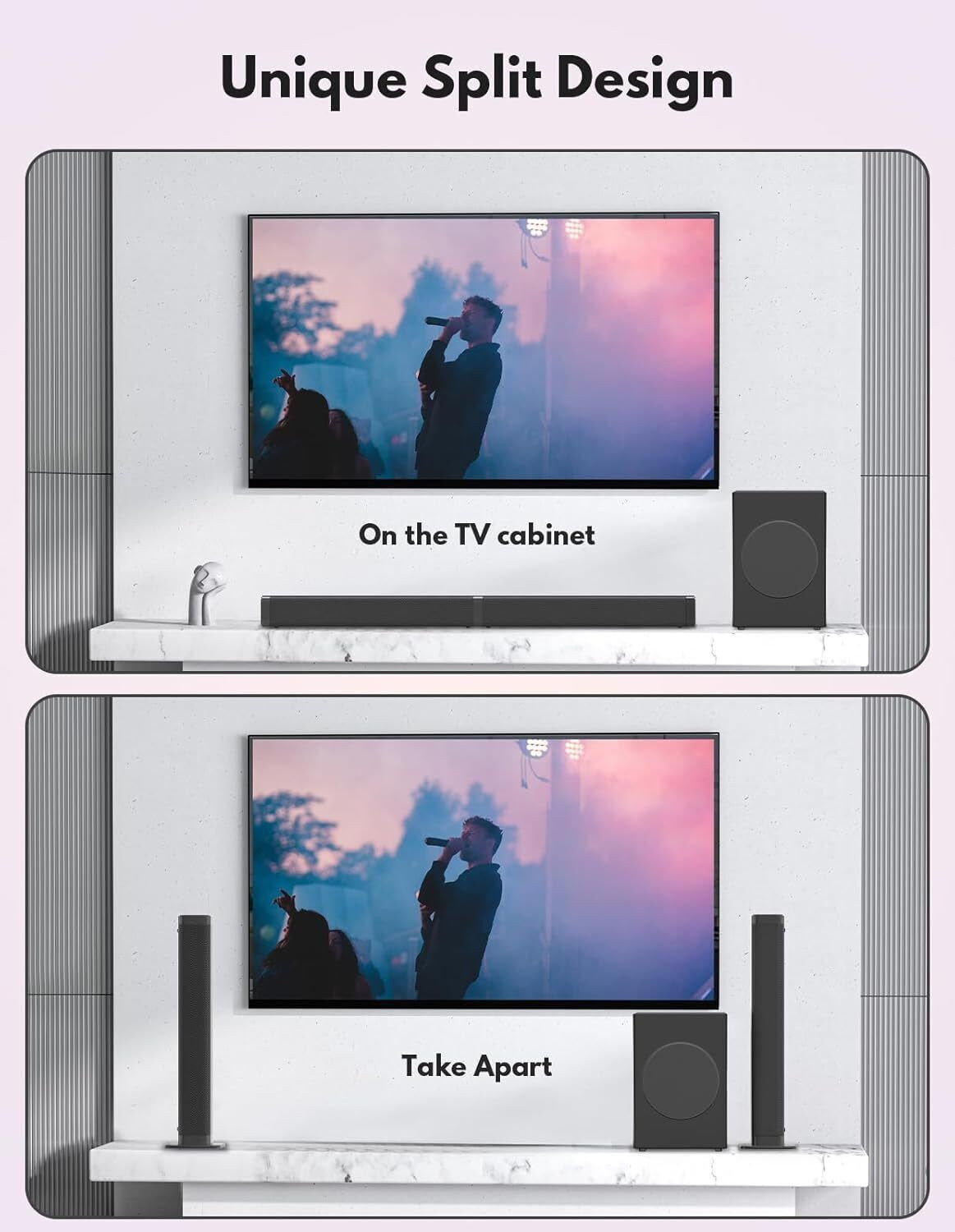 Image of Voeux 180W 2-in-1 Separable Bluetooth Soundbar with Subwoofer for Smart TV 180 W Bluetooth Soundbar