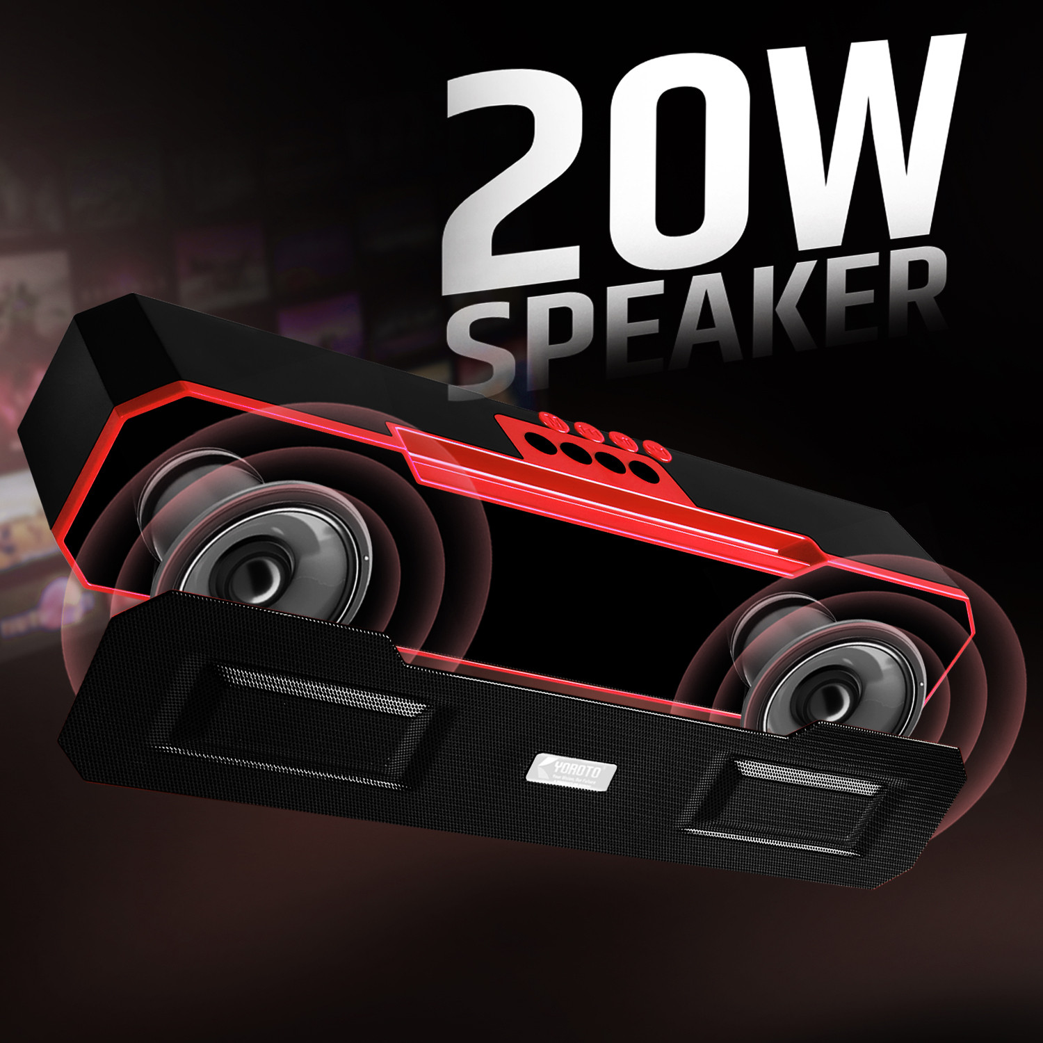 Image of YOROTO Wireless Surround Sound Speaker with Ear-Shaking Bass & Dynamic Audio 20 W Bluetooth Soundbar