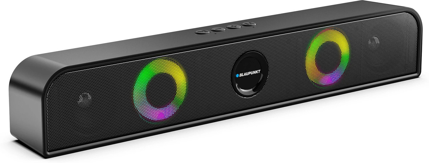 Image of Blaupunkt SBA10 Kolors|Dual Radiators & Ring Lights | Aero Edge Design | USB, AUX, BT, TWS 16 W Bluetooth Soundbar