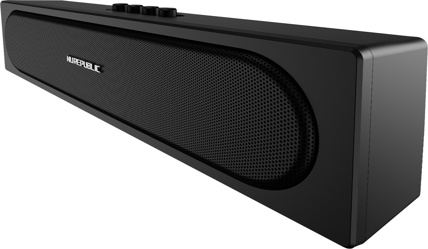 Image of Nu Republic Replay Bar with 16W Output, Dual 52mm Dynamic Drivers, Built-in Mic 16 W Bluetooth Soundbar (Black, 2.0 Channel)