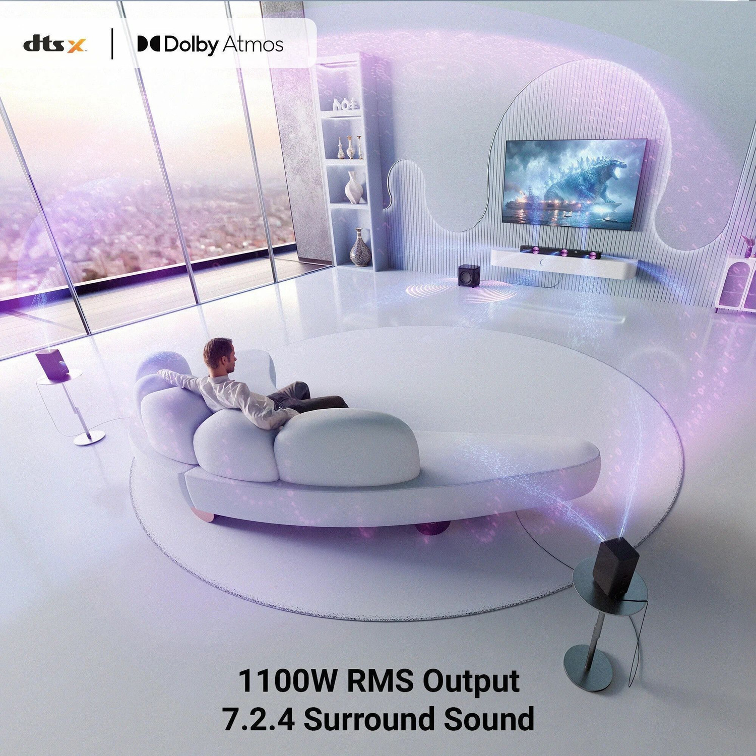 Image of ZEBRONICS Juke Bar 10000 (SBSPK C16) Dolby Atmos, DTS X, Wireless Subwoofer & Satellite 1100 W Bluetooth Soundbar