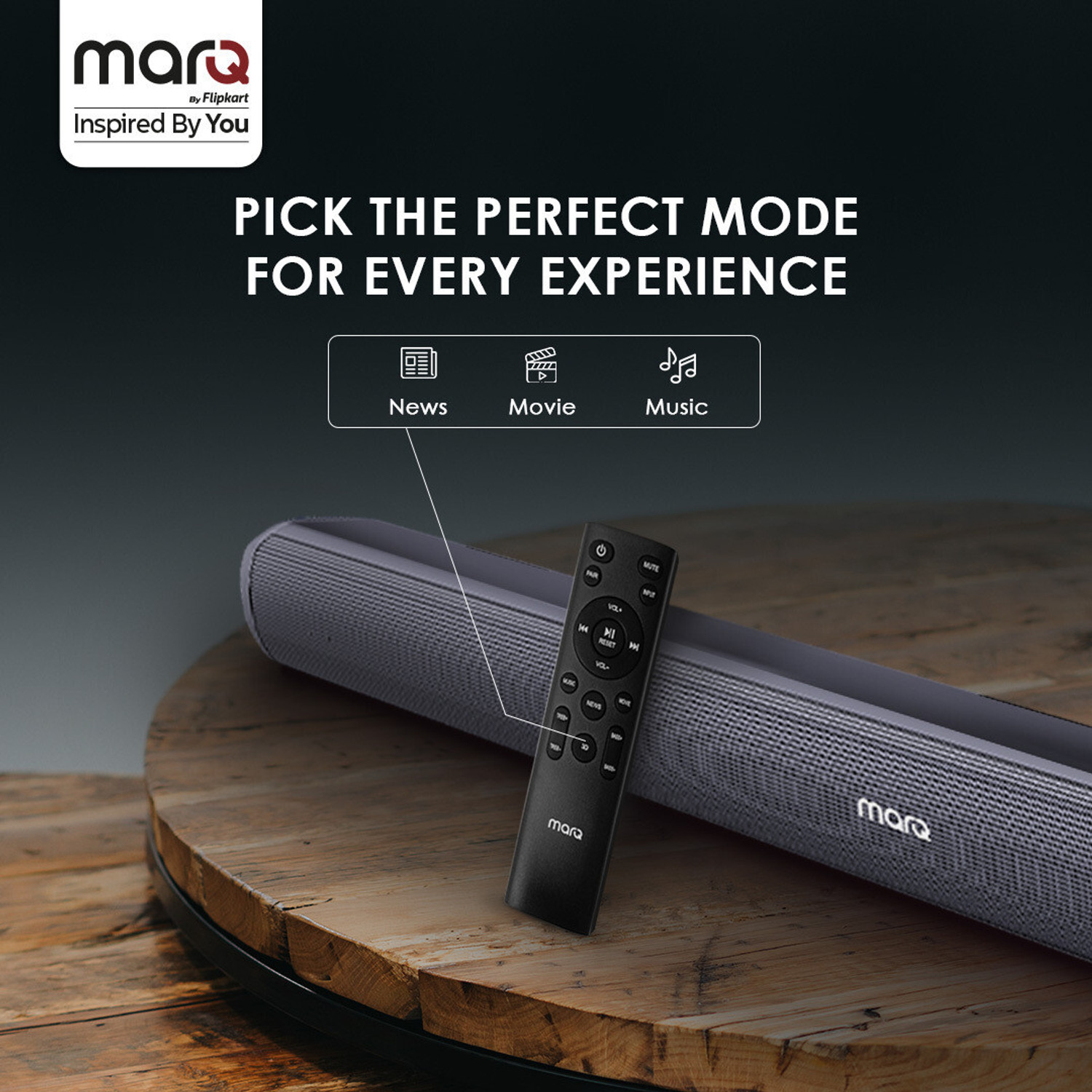 Image of MarQ by Flipkart Thunder 350, 350 Watts, 5.1 Channel, Immersive cinematic experience, EQ Modes 350 W Bluetooth Soundbar