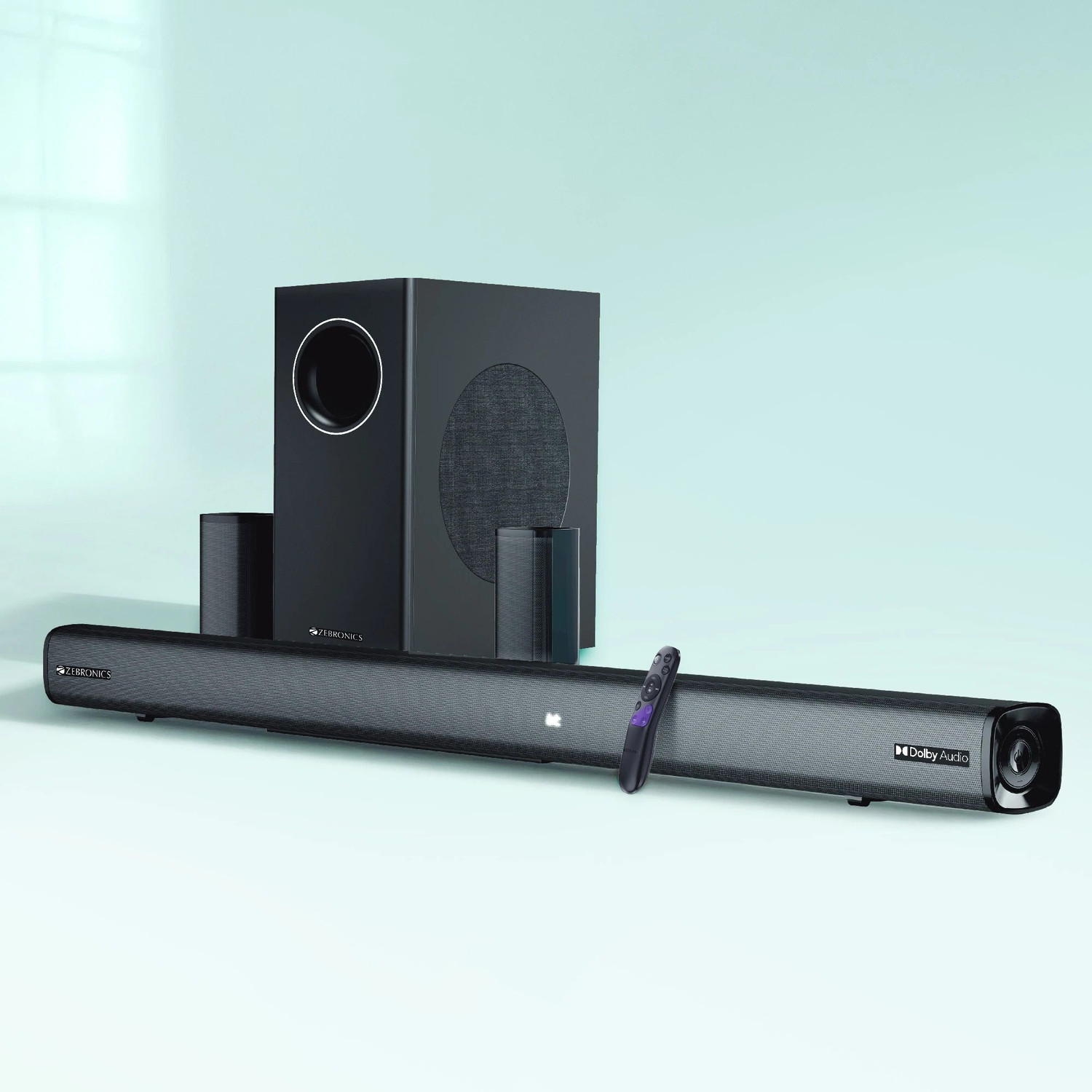 Image of ZEBRONICS Juke Bar 9451 (SBSPK C8) Dolby Audio Wireless Subwoofer & Dual Satellite 600 W Bluetooth Soundbar