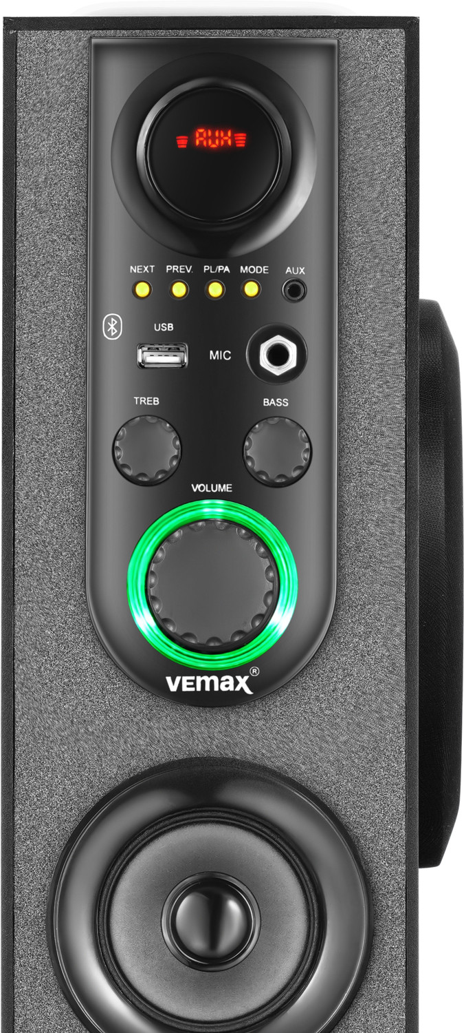 Image of Vemax Vaunt 5.0 Wireless Bluetooth Double Woofer 110W Tower Speaker Karaoke MIC USB FM 110 W Bluetooth Tower Speaker