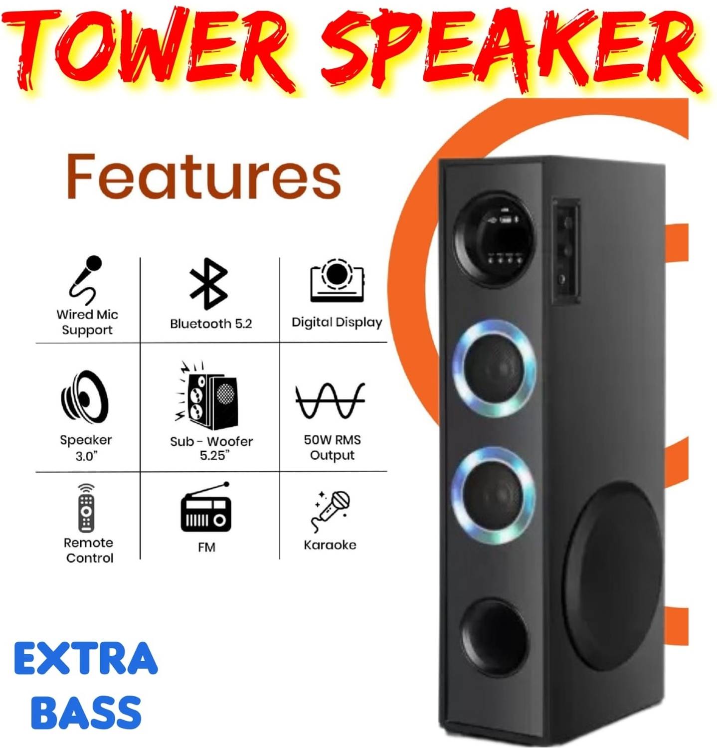 Buy Yoment 57D-GH 70 W Bluetooth Tower Speaker Online from