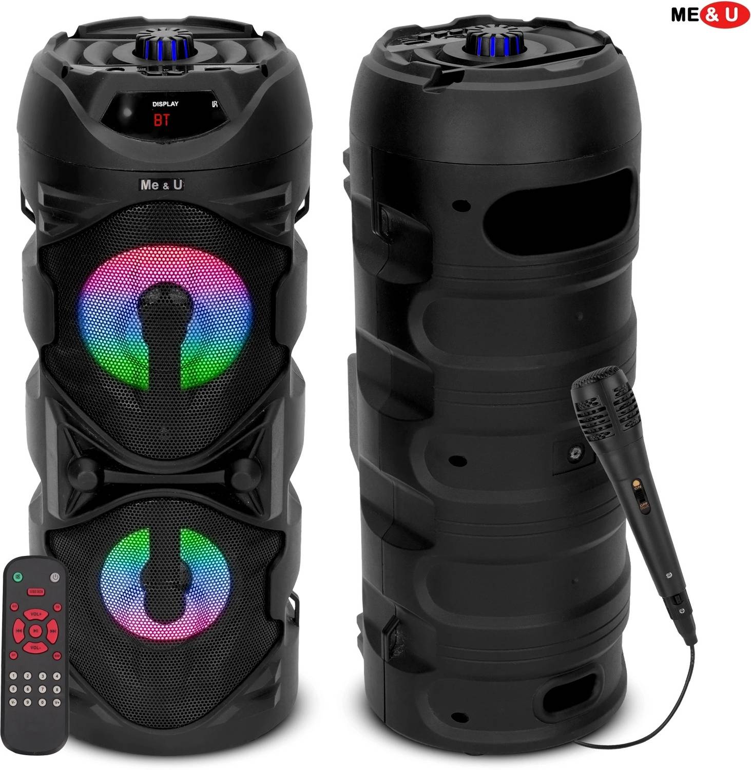 ME&U New Partymate TWS WITH FM USB AUX BLUETOOTH KARAOKE WIRED MIC RGB LIGHT 40 W Bluetooth Tower Speaker