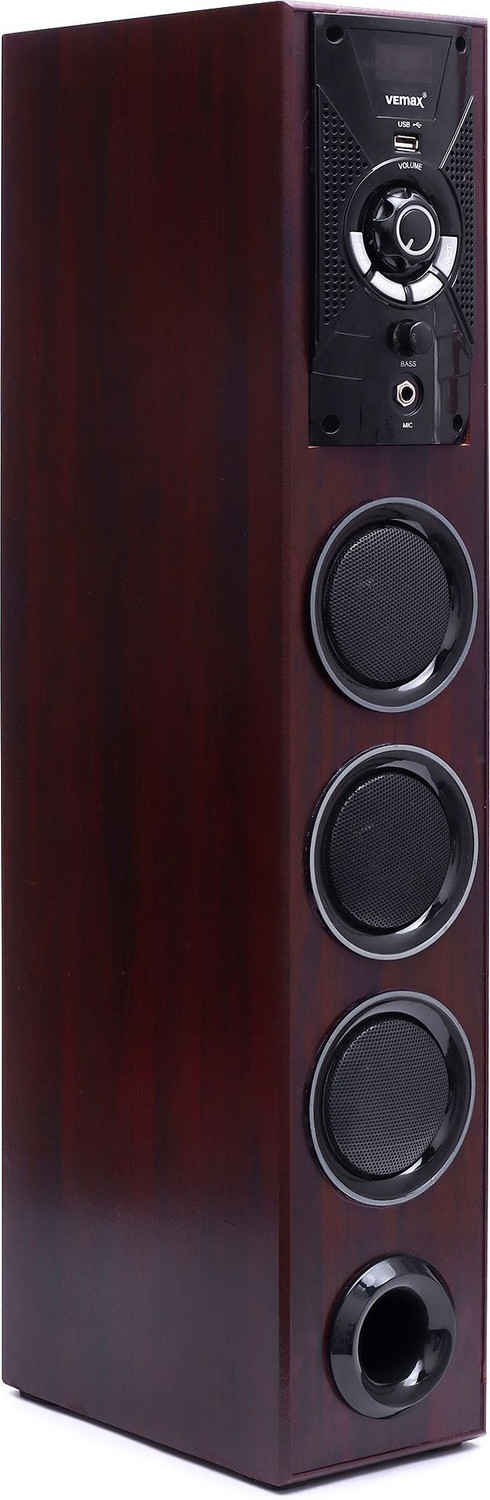 Image of Vemax Woody 75W Bluetooth 3.0 Tower Speaker with Karaoke MIC, USB, FM (BIS Certified) 75 W Bluetooth Tower Speaker
