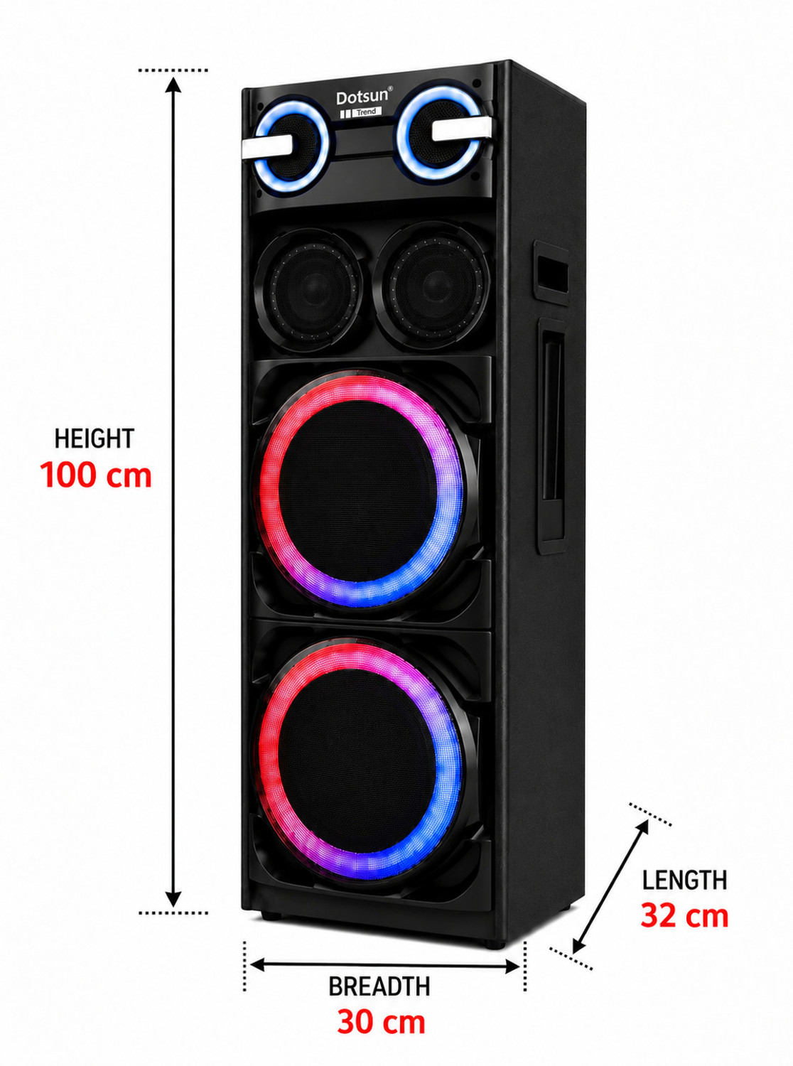 Image of Dotsun Dotsun Trend double 10inch Woofer with wireless mic 380 W Bluetooth Tower Speaker