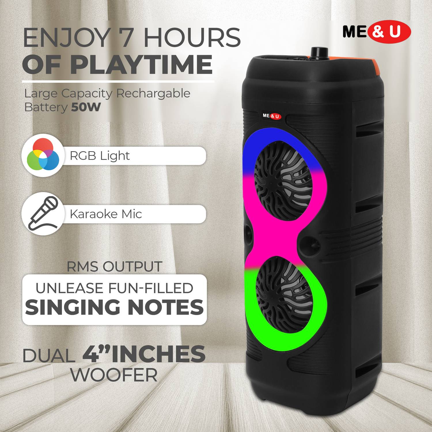 ME&U Partymatepro 10hrs BT Karaoke Speaker - Image 3