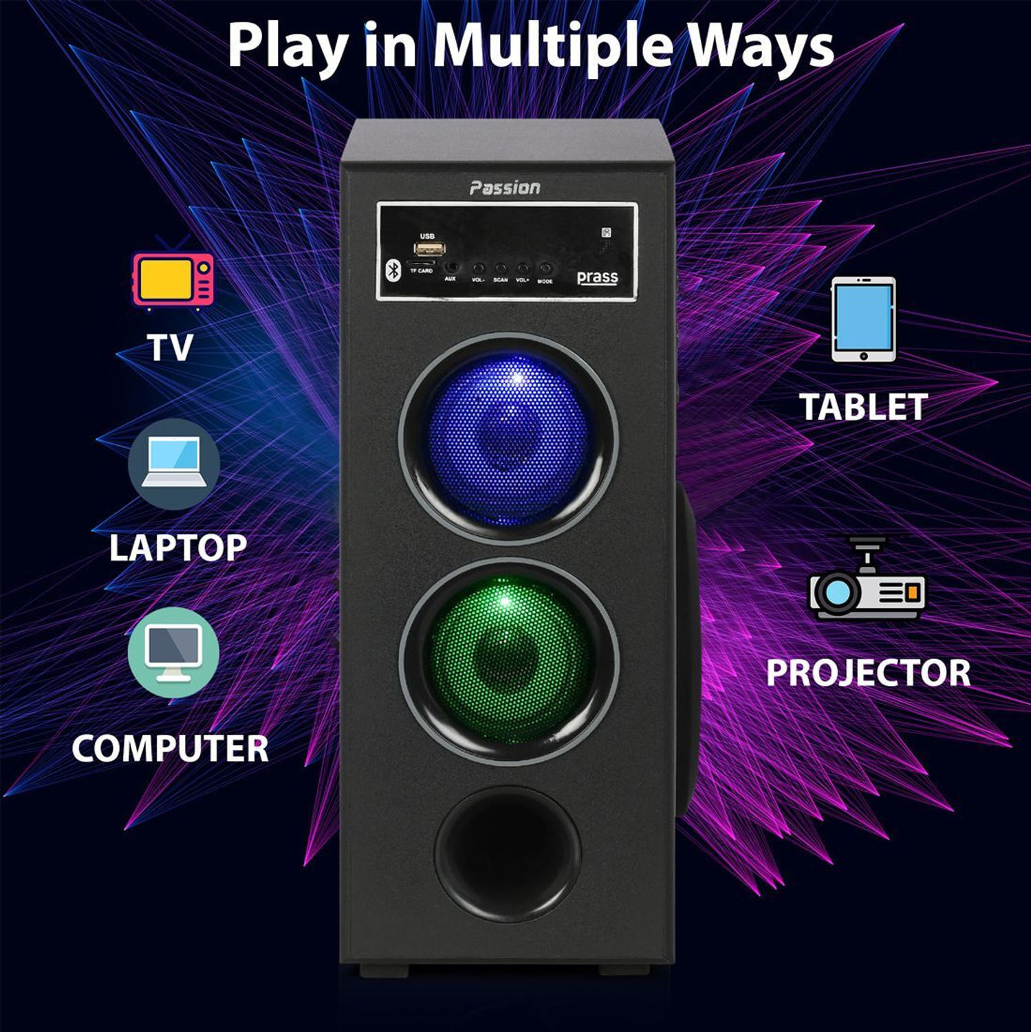 Image of prass tower 5.25 inch woofer with 3 inch speaker 50 W Bluetooth Tower Speaker