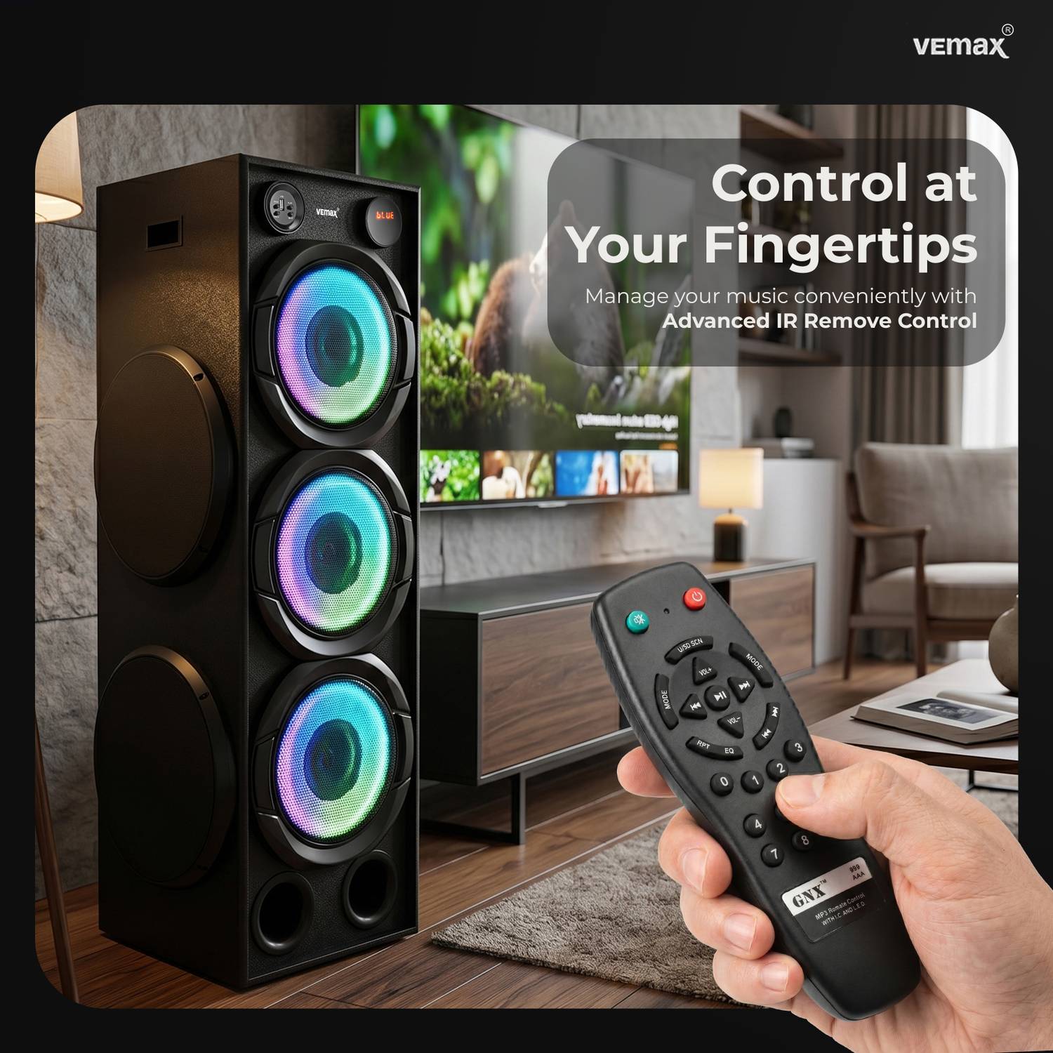 Vemax Eiffel 10 Inch Double Woofer 320W Bluetooth Speaker - Image 5
