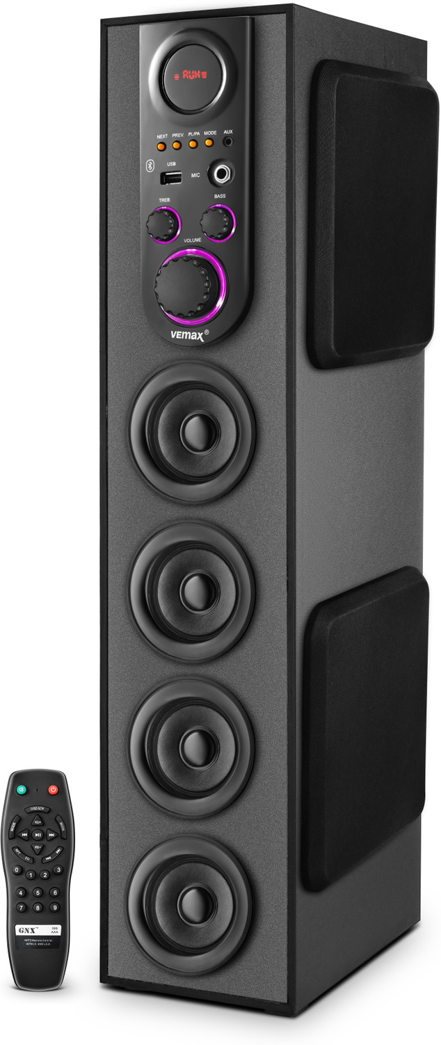 Image of Vemax Ruby 6.1 Bluetooth Double Woofer 100W Tower Speaker (BIS Certified) MIC, USB, FM 100 W Bluetooth Tower Speaker