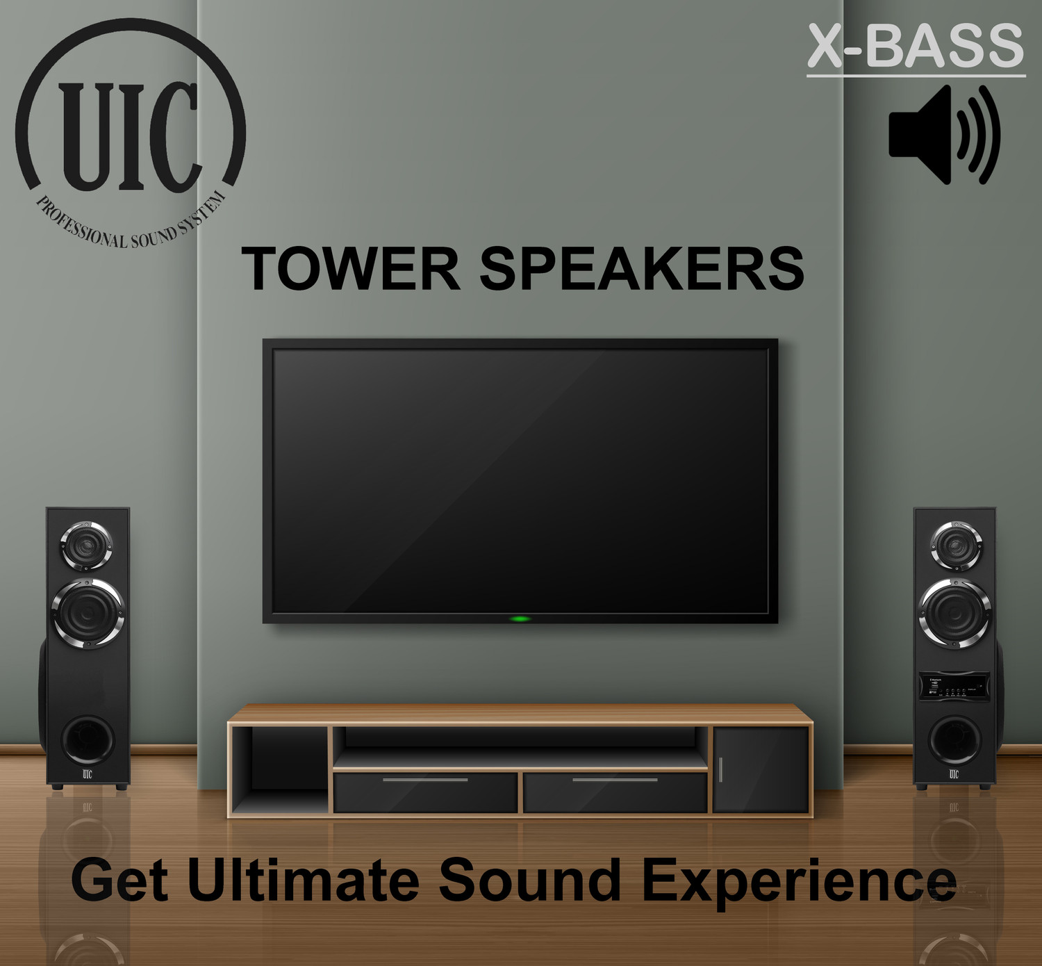 Image of UIC 6101 PAIR 150 W Bluetooth Tower Speaker