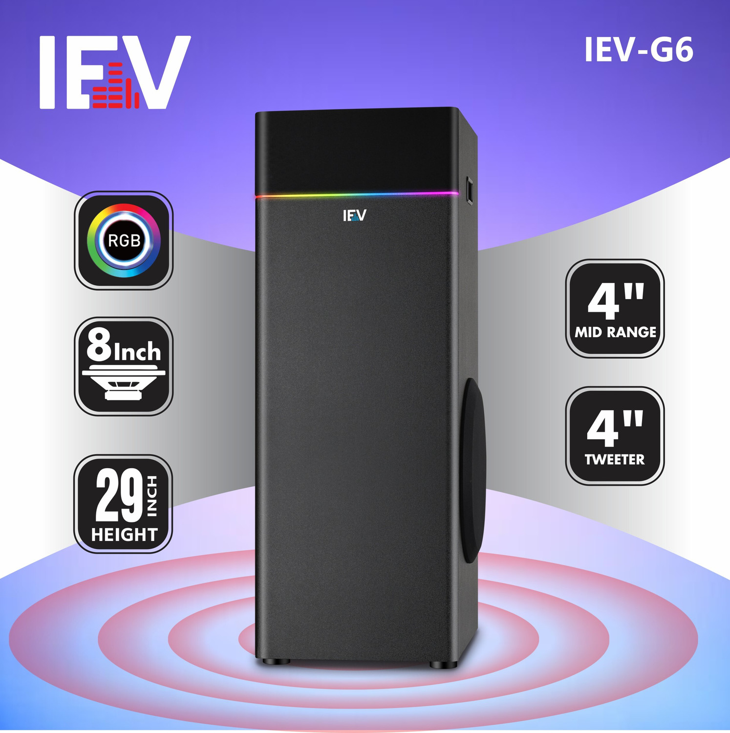 Image of IEV G-6 Single Party Tower Speaker 100 W Bluetooth Tower Speaker