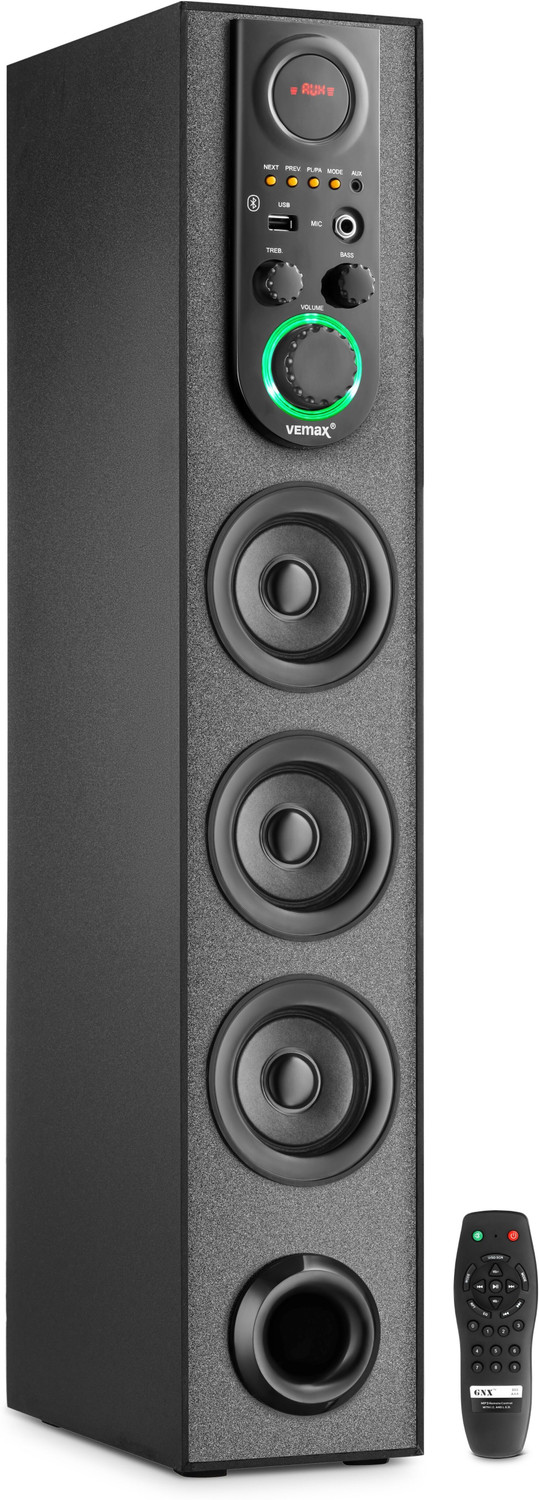 Image of Vemax Vaunt 5.0 Wireless Bluetooth Double Woofer 110W Tower Speaker Karaoke MIC USB FM 110 W Bluetooth Tower Speaker