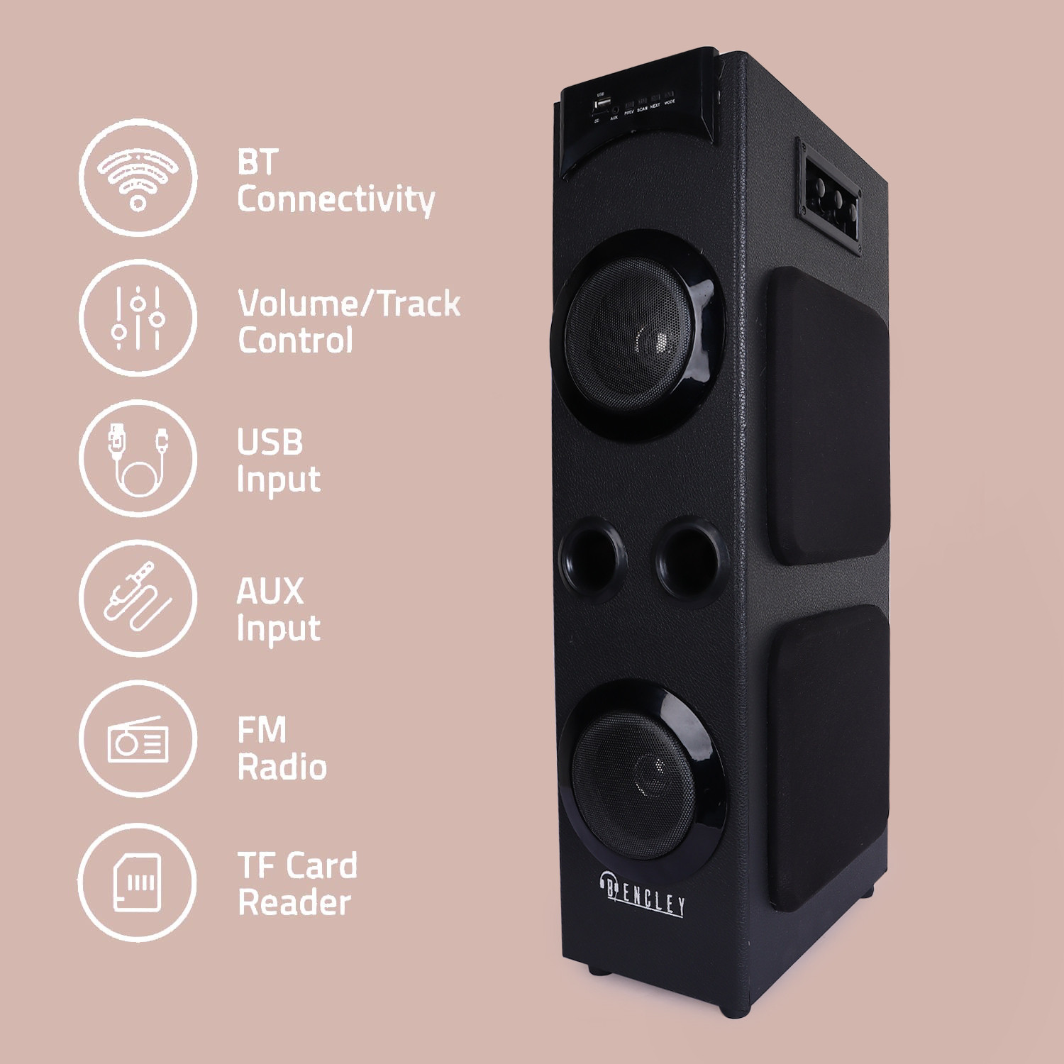 Image of Bencley LEGACY PRO DOUBLE WOOFER With Multi-Color Neon Lights 115 W Bluetooth Tower Speaker