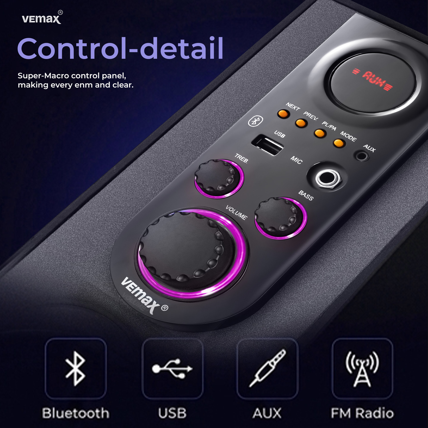 Image of Vemax Ruby 6.1 Bluetooth Double Woofer 100W Tower Speaker (BIS Certified) MIC, USB, FM 100 W Bluetooth Tower Speaker