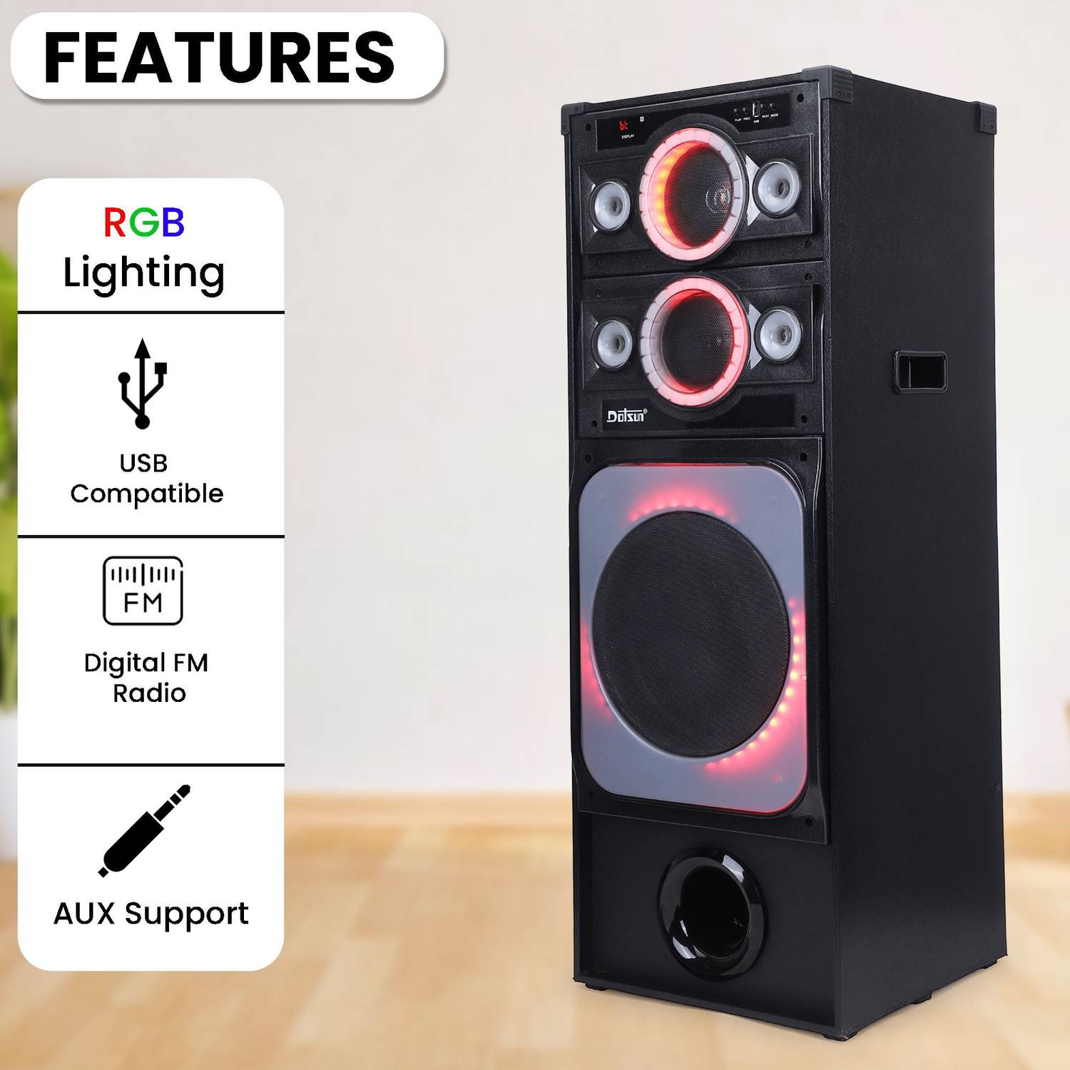 Dotsun Booaat 10inch Single Woofer Bluetooth Tower Speaker - Image 3