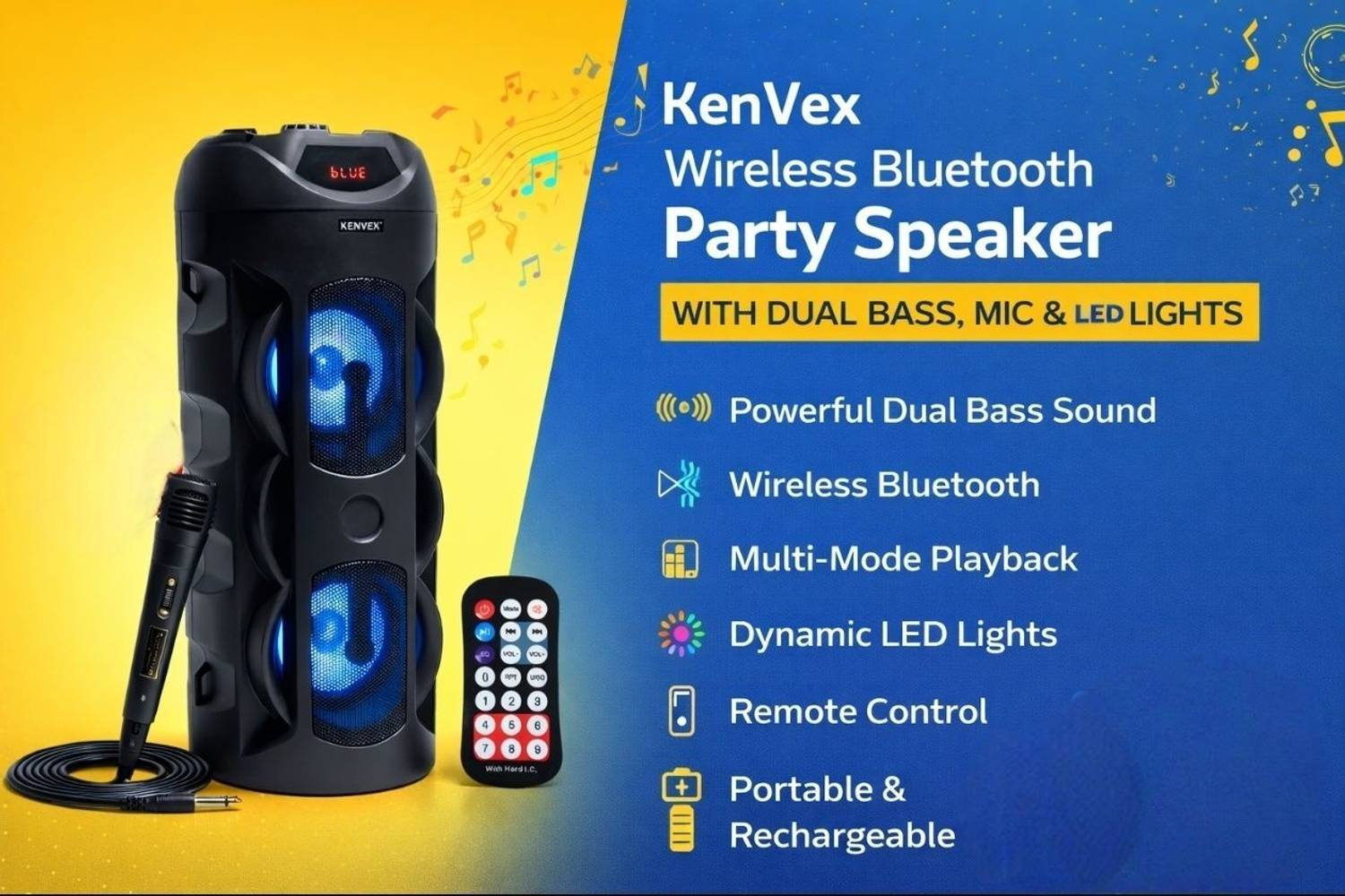 Kenveks 234-PARTY-SPEAKER-MIC&REMOTE-TOWER 40W Bluetooth - Image 2