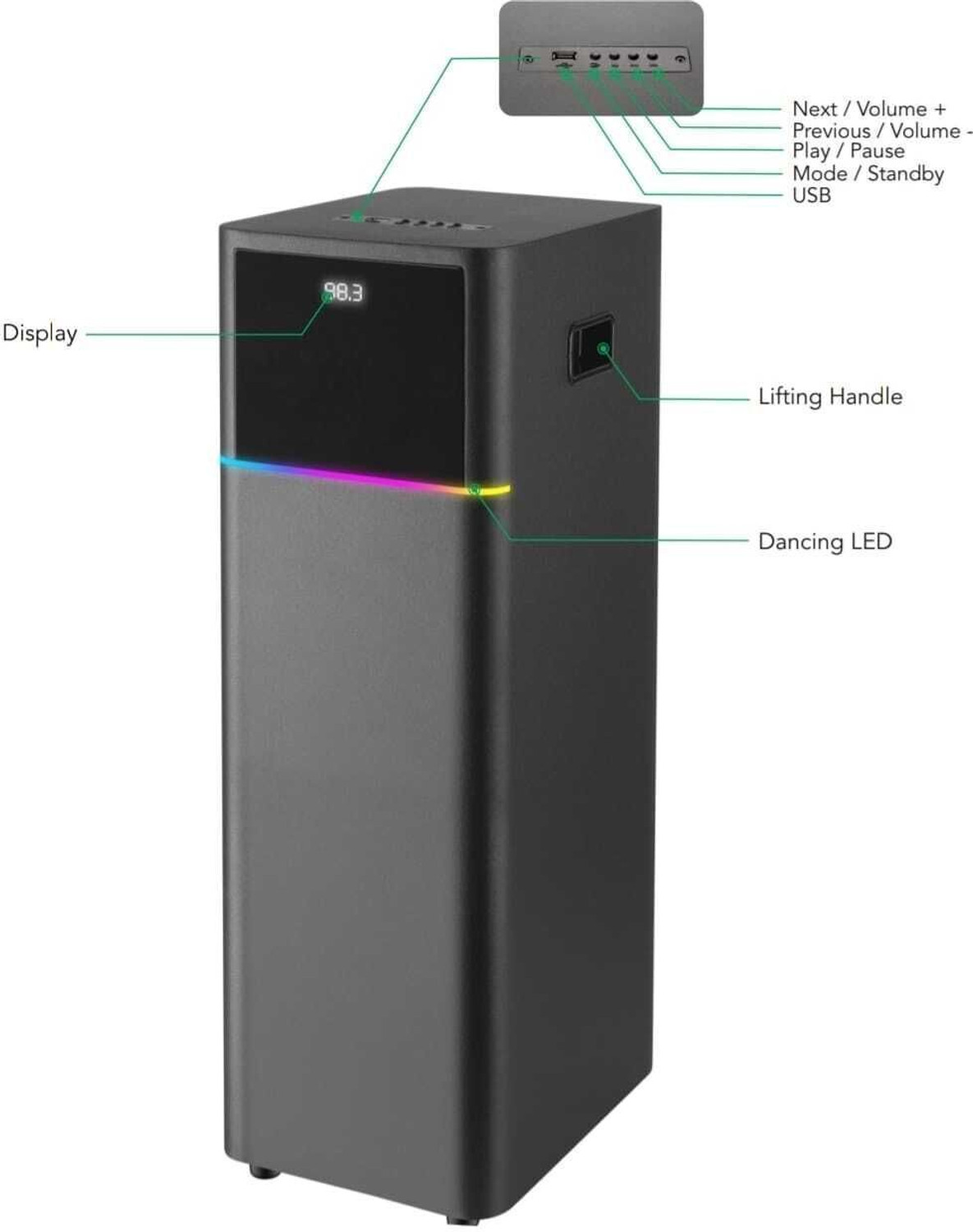 Image of R MARUTI JACKPOT WITH EXTRA BASS 110 W Bluetooth Tower Speaker